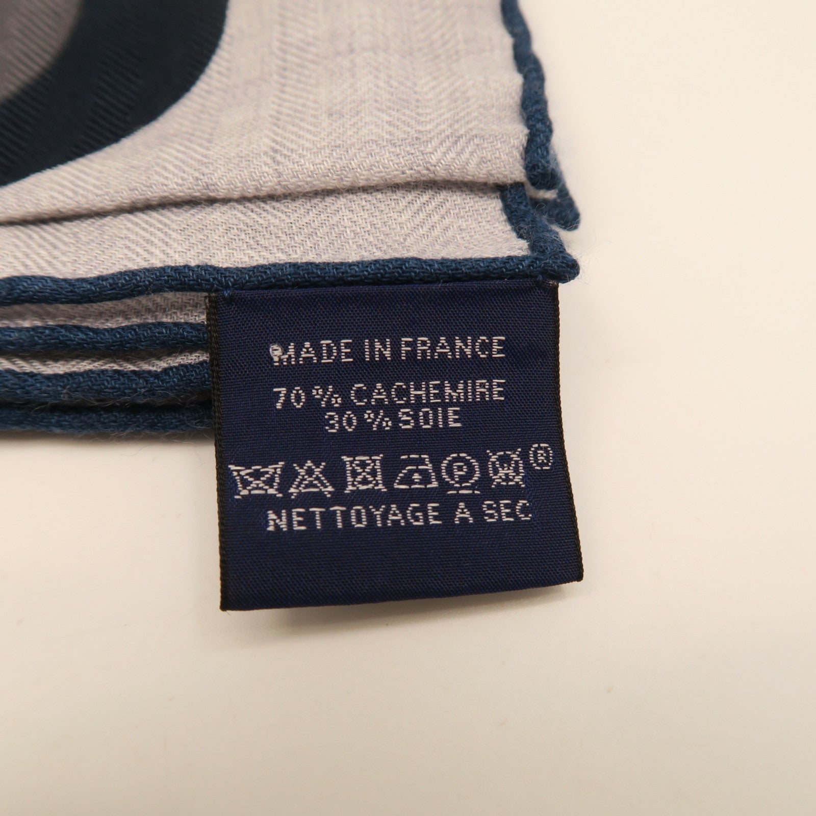 HERMES Wool Scarf 100X100cm Silk Scarf Grey/Blue