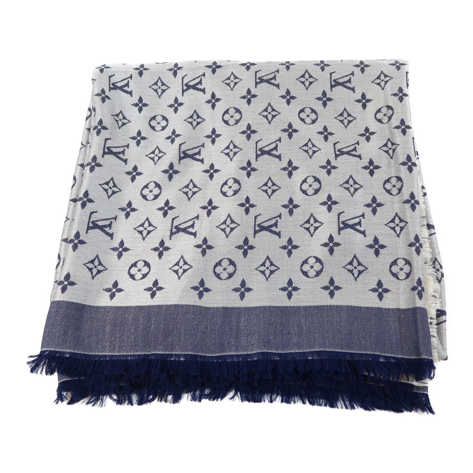 LOUIS VUITTON Monogram Denim Shawl Scarf圍巾藍色/灰色