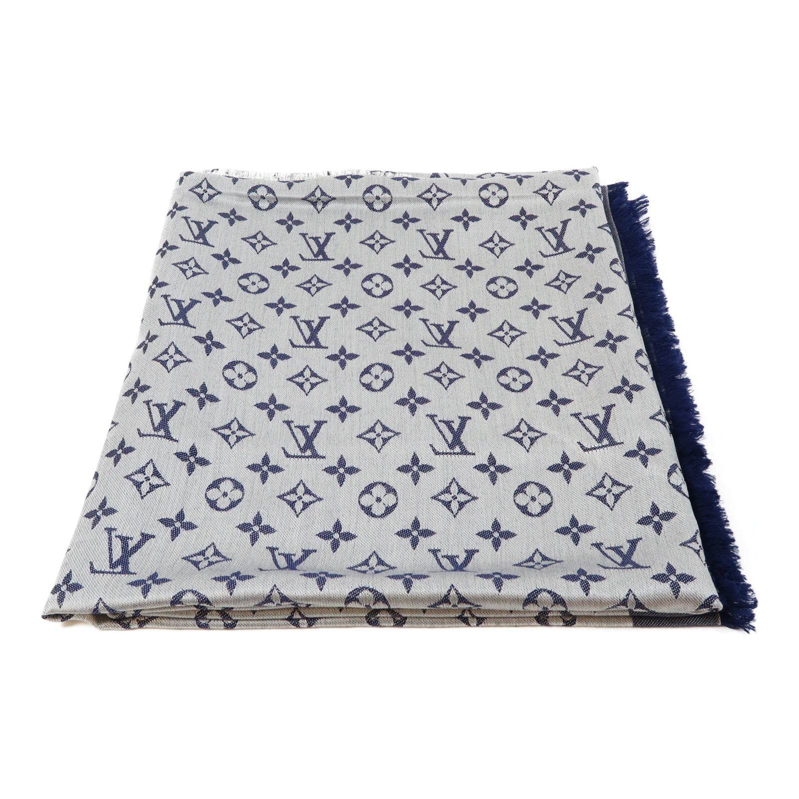 LOUIS VUITTON Monogram Denim Shawl Scarf圍巾藍色/灰色