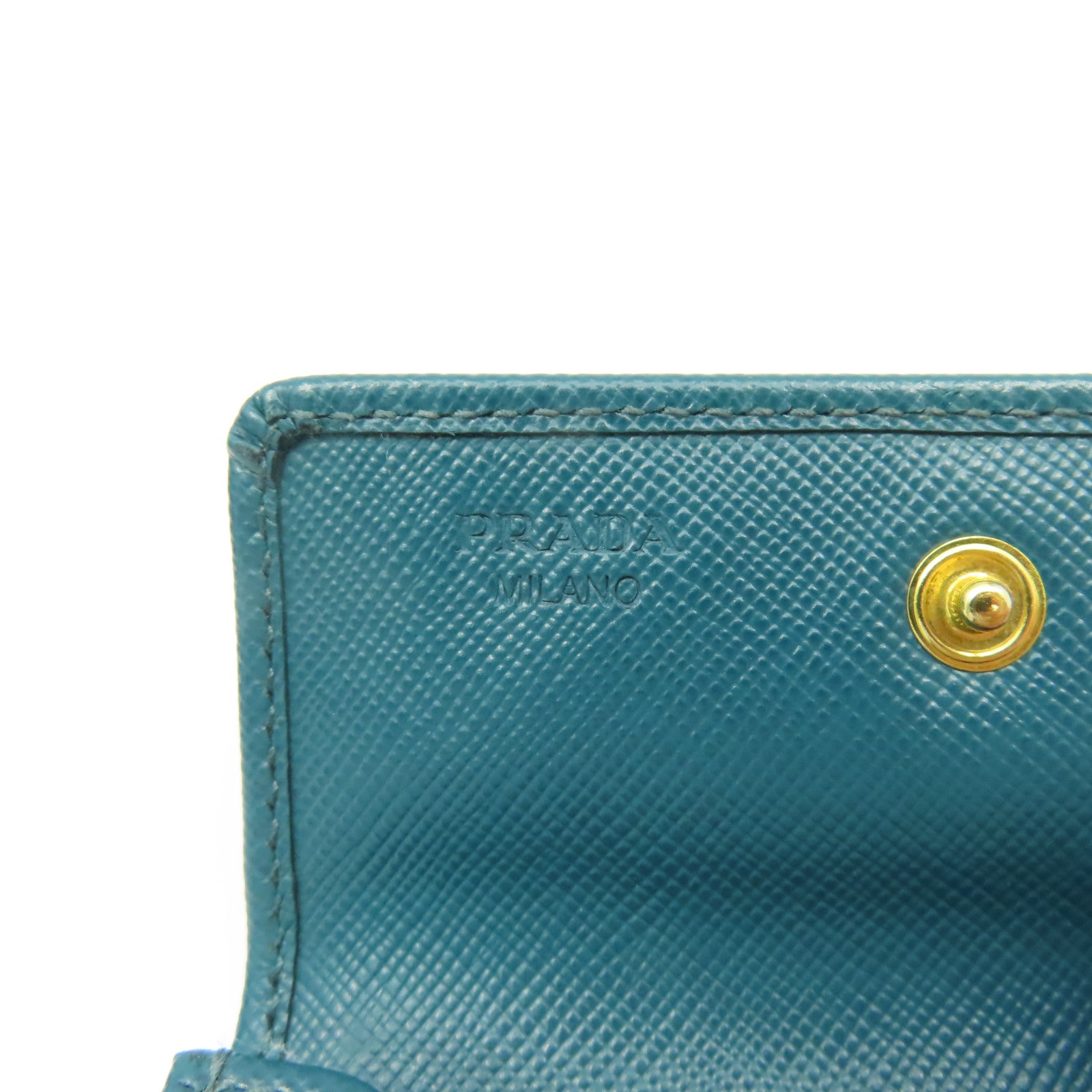 PRADA Saffiano皮革Card Case金扣卡片套綠色