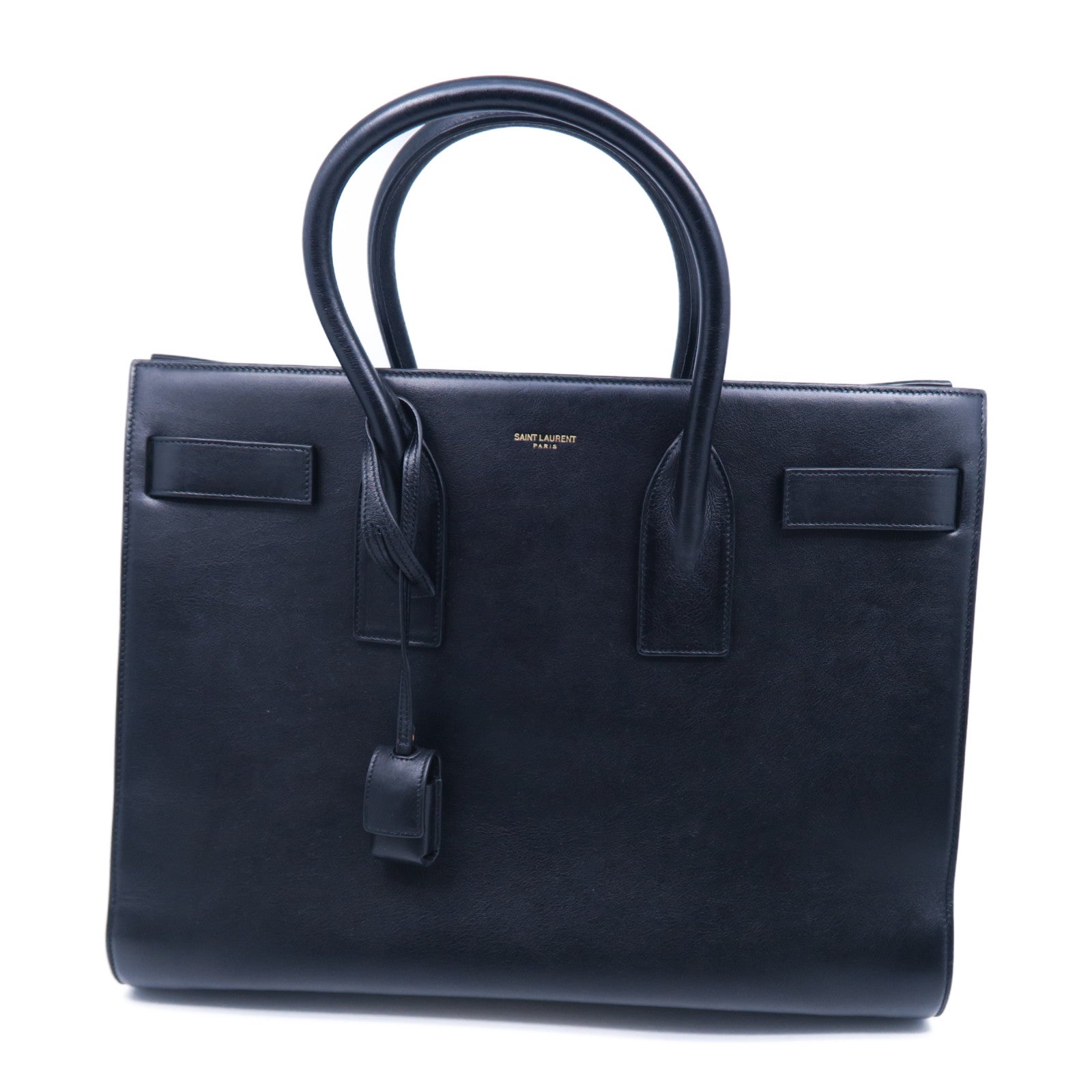 SAINT LAURENT 牛皮皮革Sac De Jou金扣手挽袋黑色