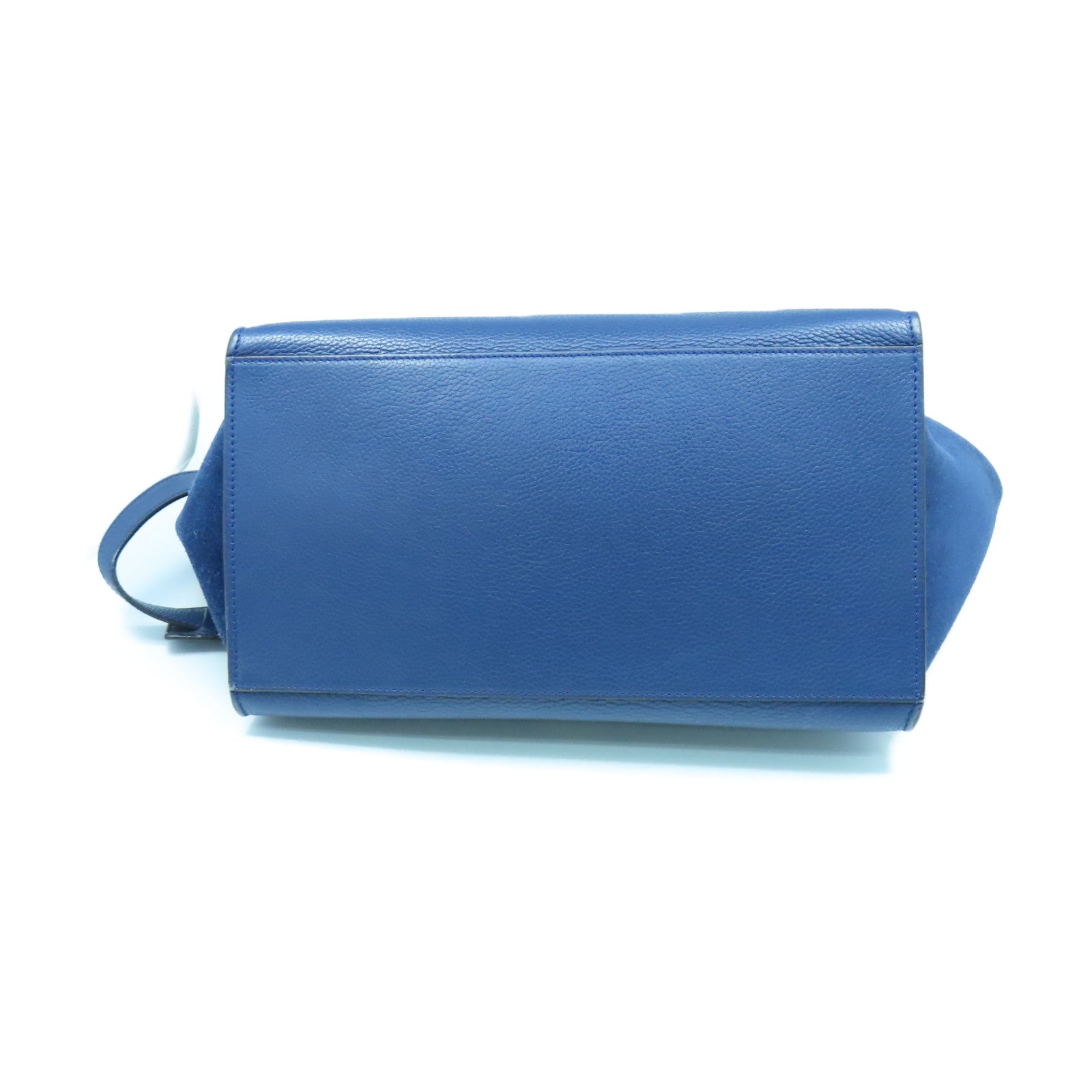 CELINE 牛皮皮革Trapeze銀扣手挽肩背兩用袋藍色