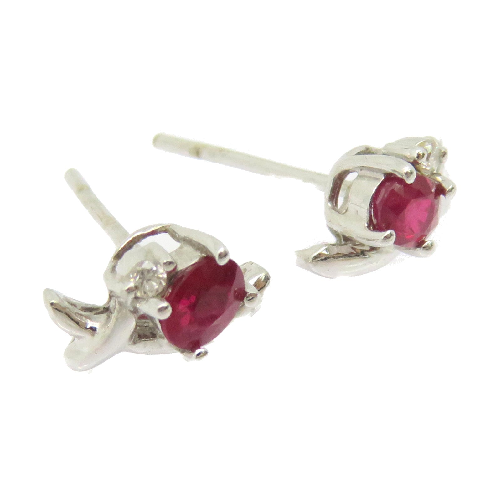 JEWELRY 18K白金Ruby Earrings 0.48ct红宝石耳环