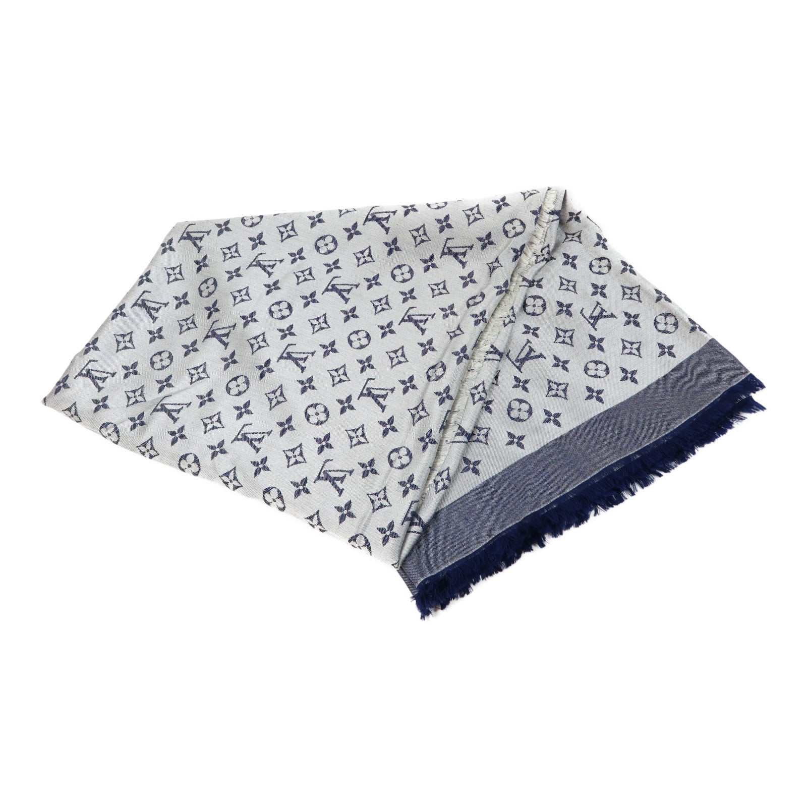 LOUIS VUITTON Monogram Denim Shawl Scarf圍巾藍色/灰色