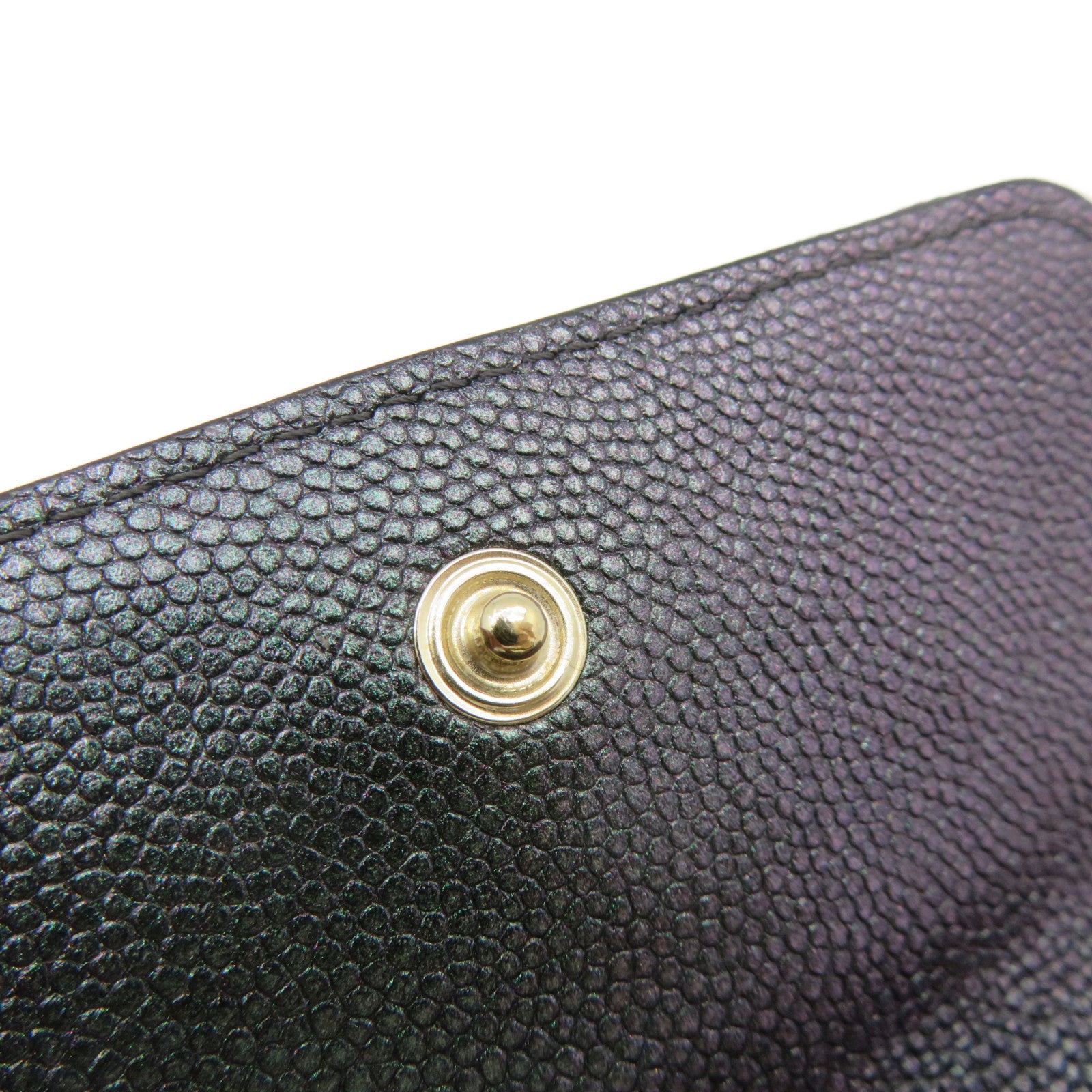 CHANEL 菱格Caviar皮革Small Wallet銀扣短錢包銀紫色