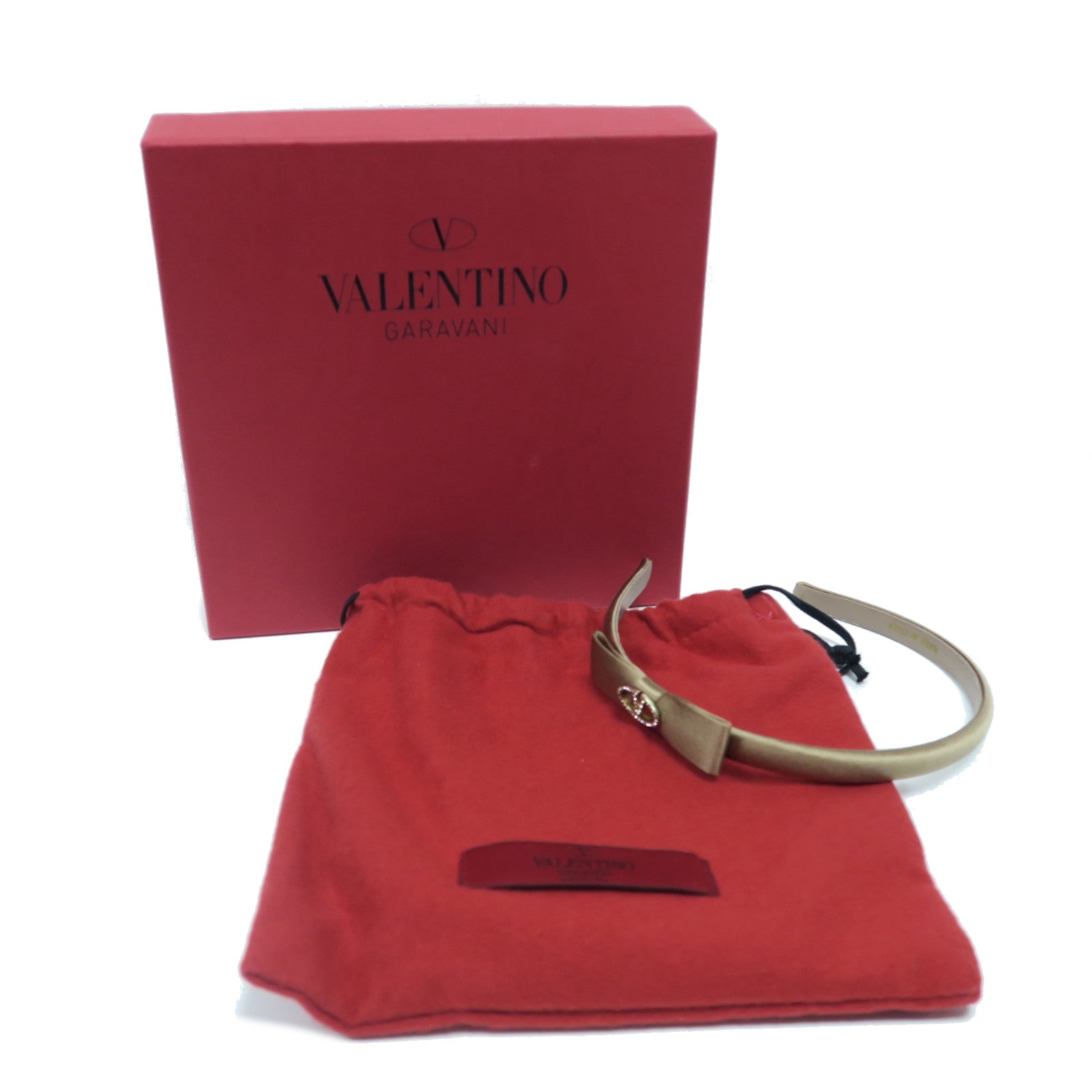 Valentino 牛皮皮革Headband頭箍金色