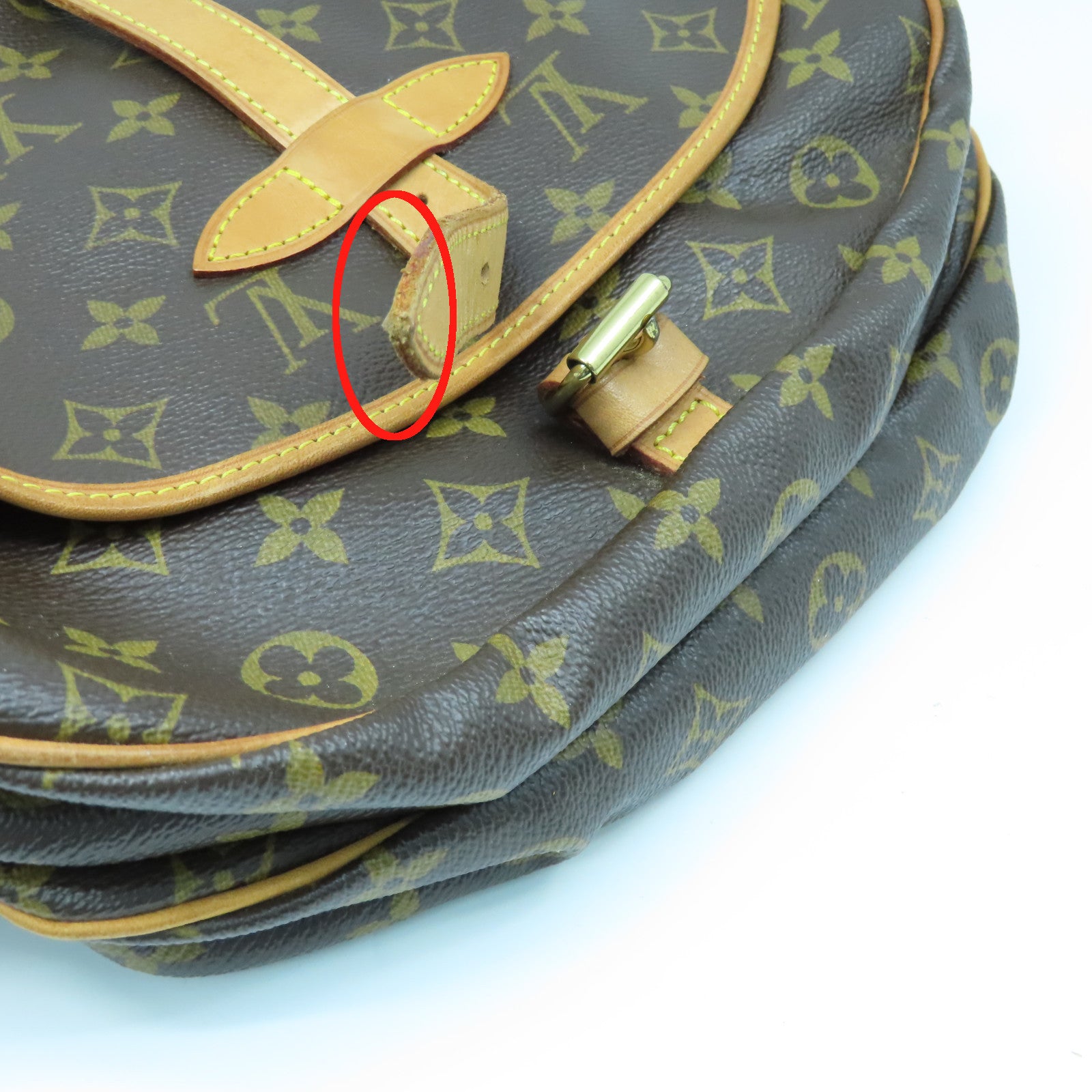 LOUIS VUITTON Monogram Saumur 30金扣肩背袋啡色