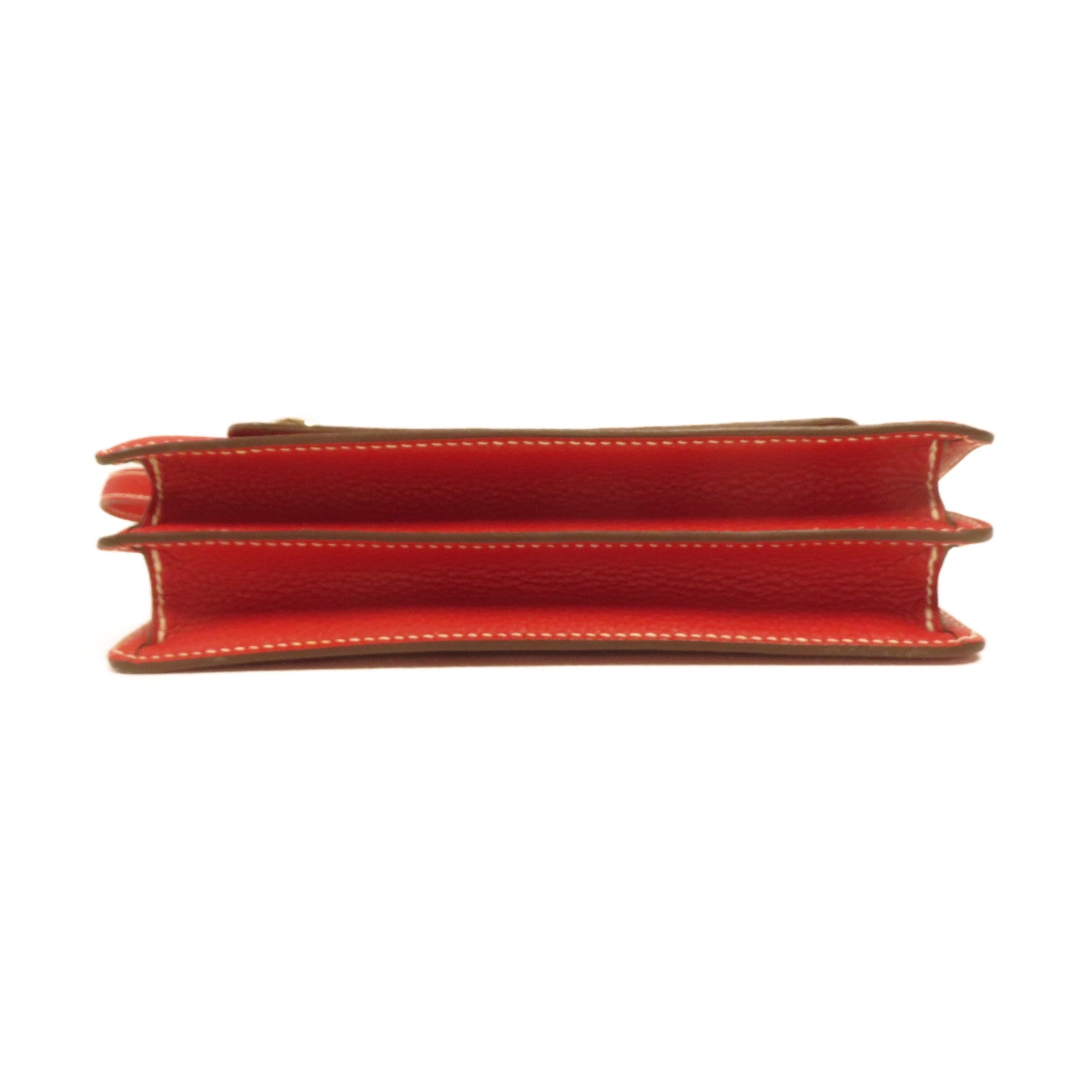 HERMES Clemence皮革Roulis 23金扣肩背袋紅色