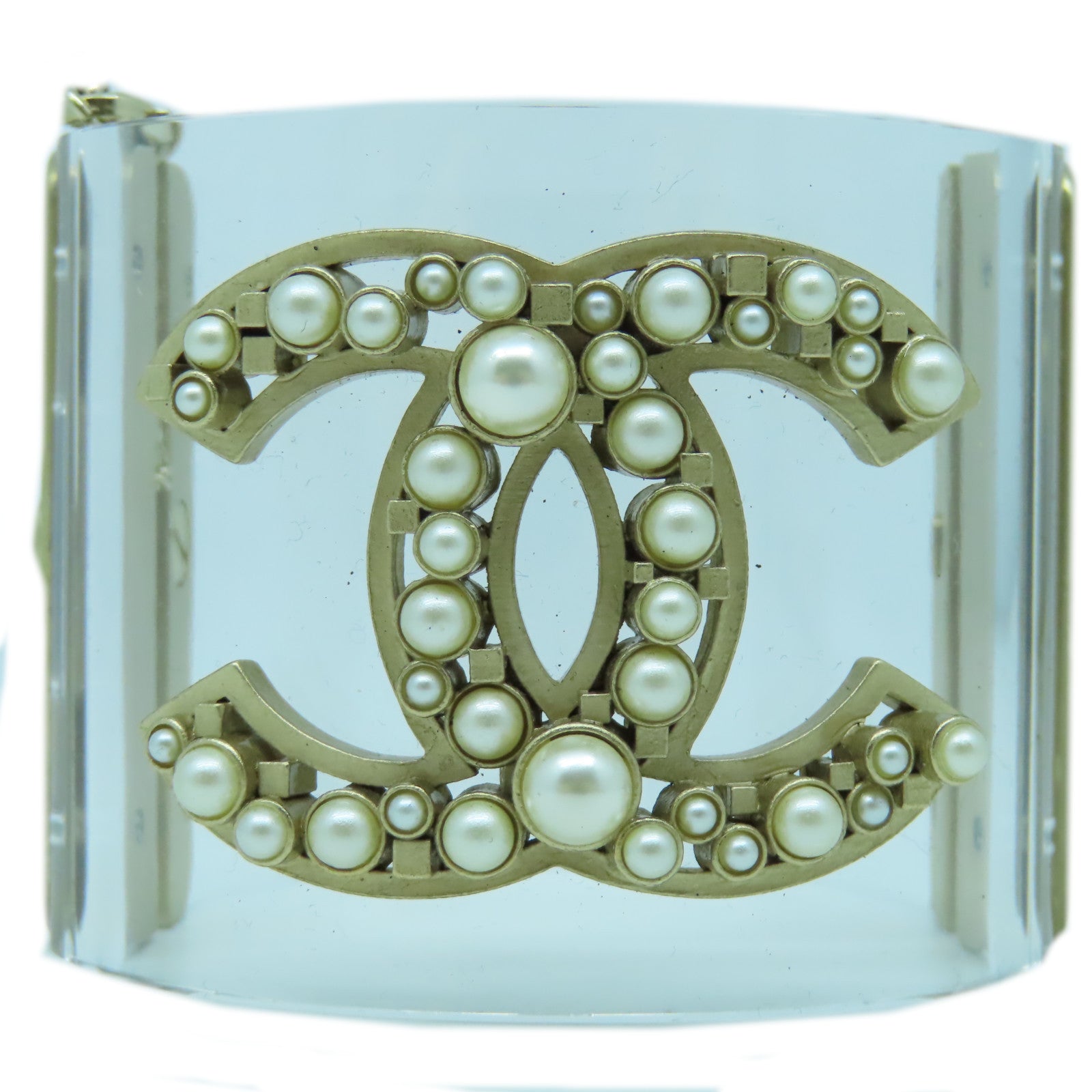 CHANEL 金屬Bangle手鐲透明/金色