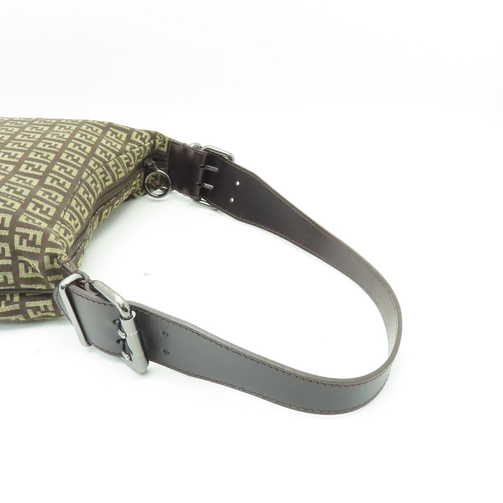 FENDI 帆布Shoulder Bag銀扣肩背袋啡色