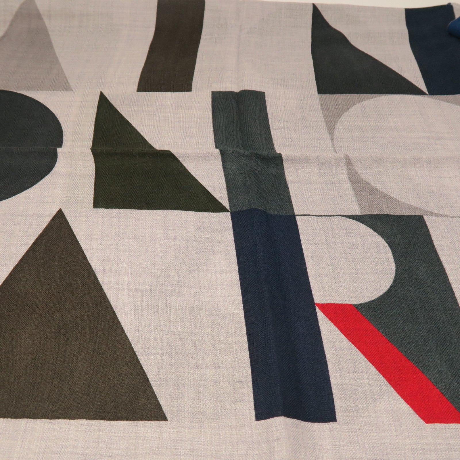 HERMES Wool Scarf 100X100cm Silk Scarf Grey/Blue