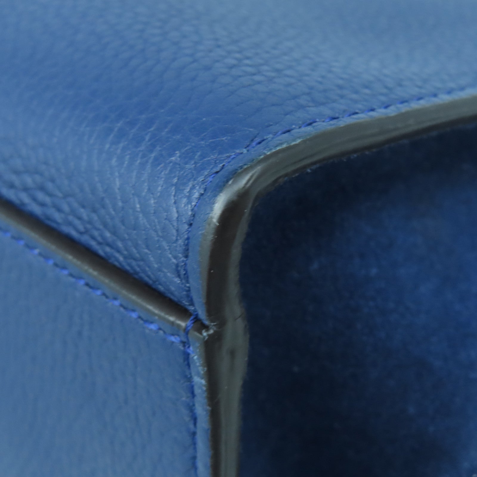 CELINE 牛皮皮革Trapeze銀扣手挽肩背兩用袋藍色