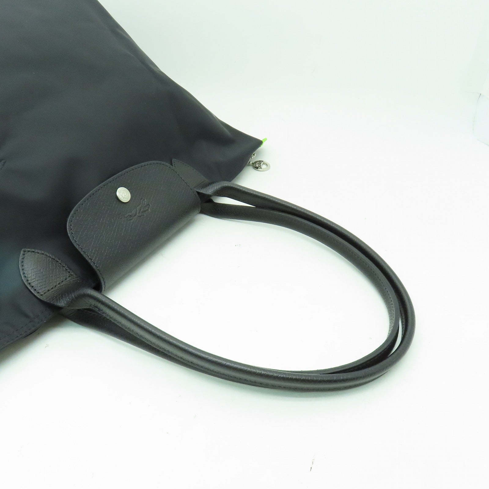 Longchamp 【激減優惠】尼龍/皮革Tote Bag銀扣手挽袋黑色