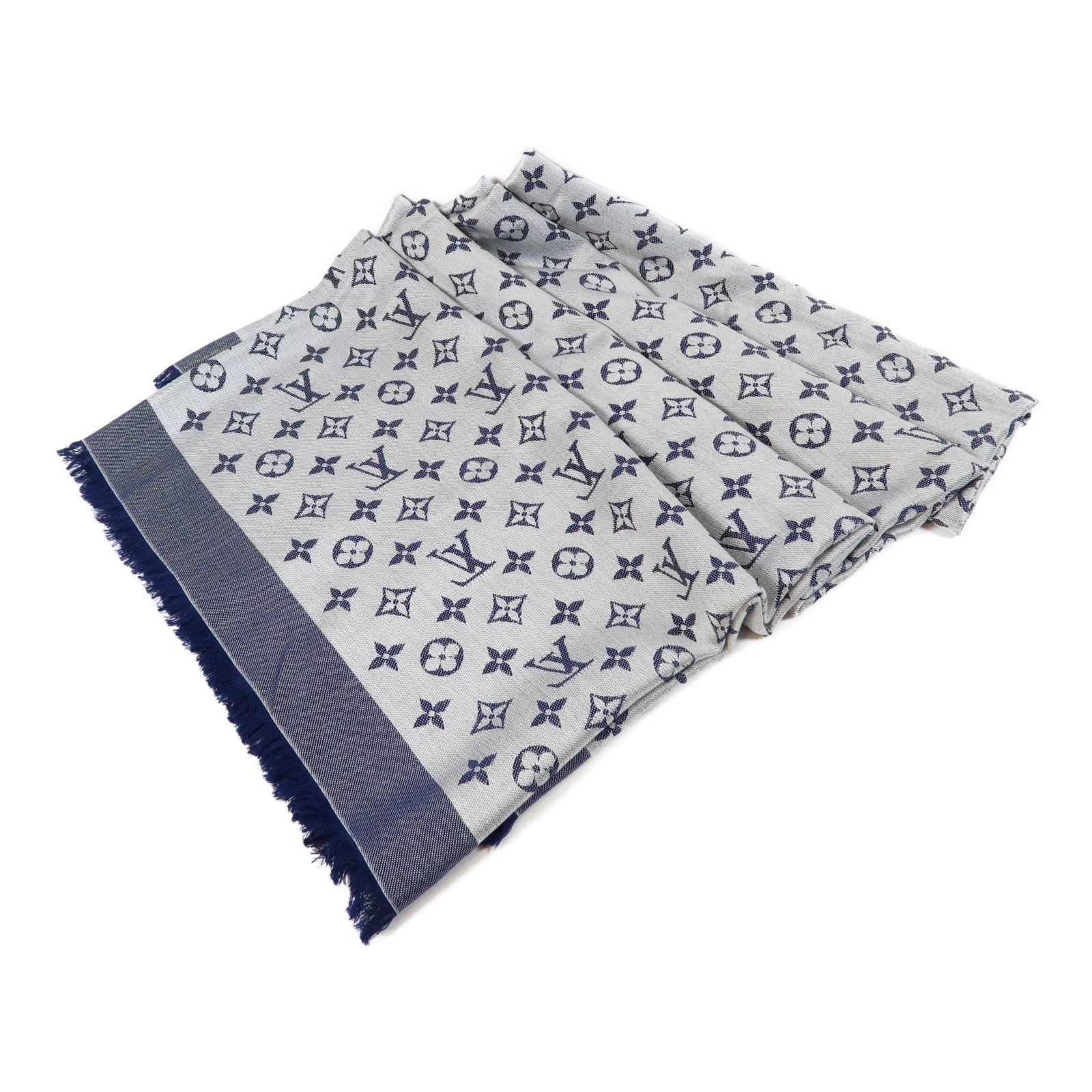 LOUIS VUITTON Monogram Denim Shawl Scarf圍巾藍色/灰色