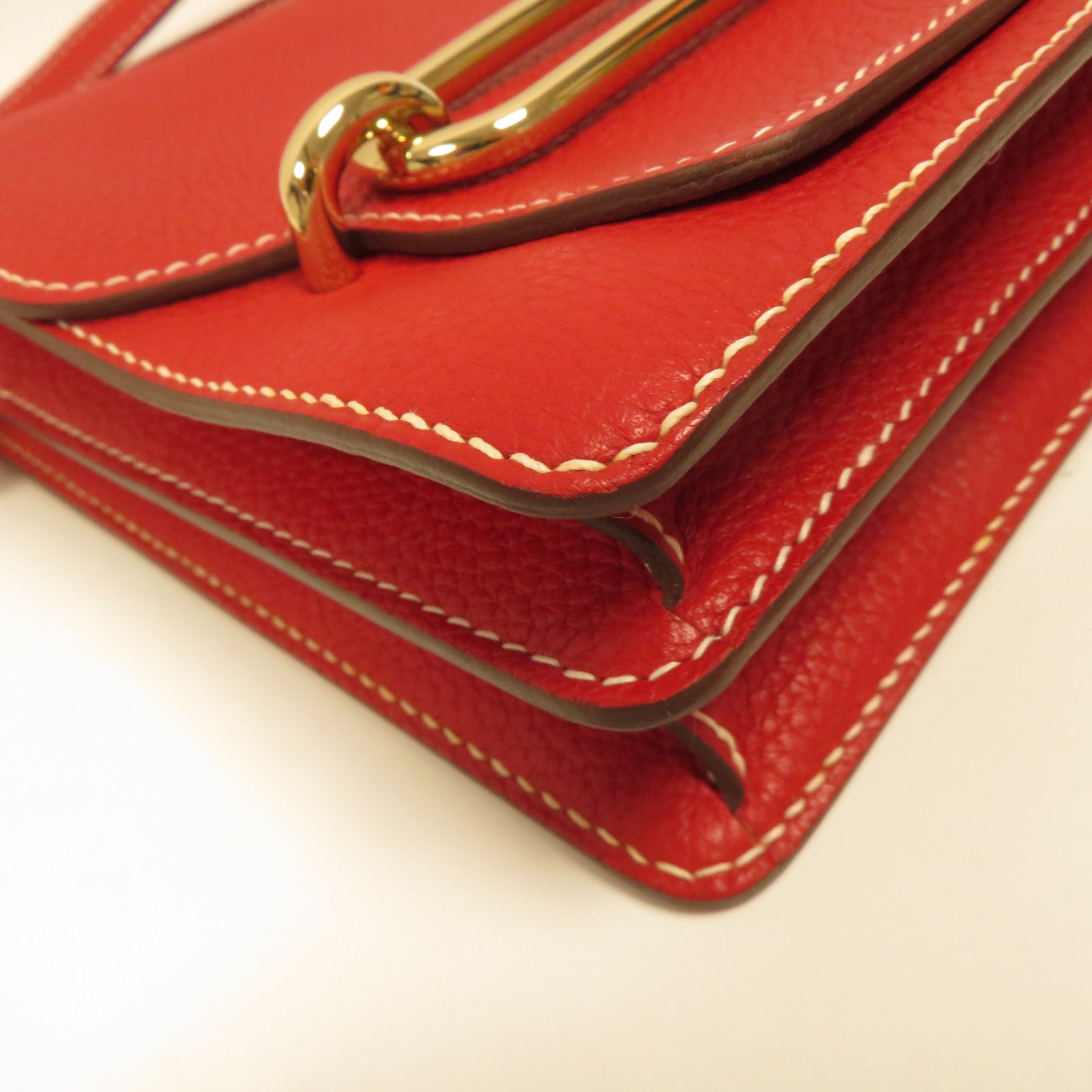 HERMES Clemence皮革Roulis 23金扣肩背袋紅色