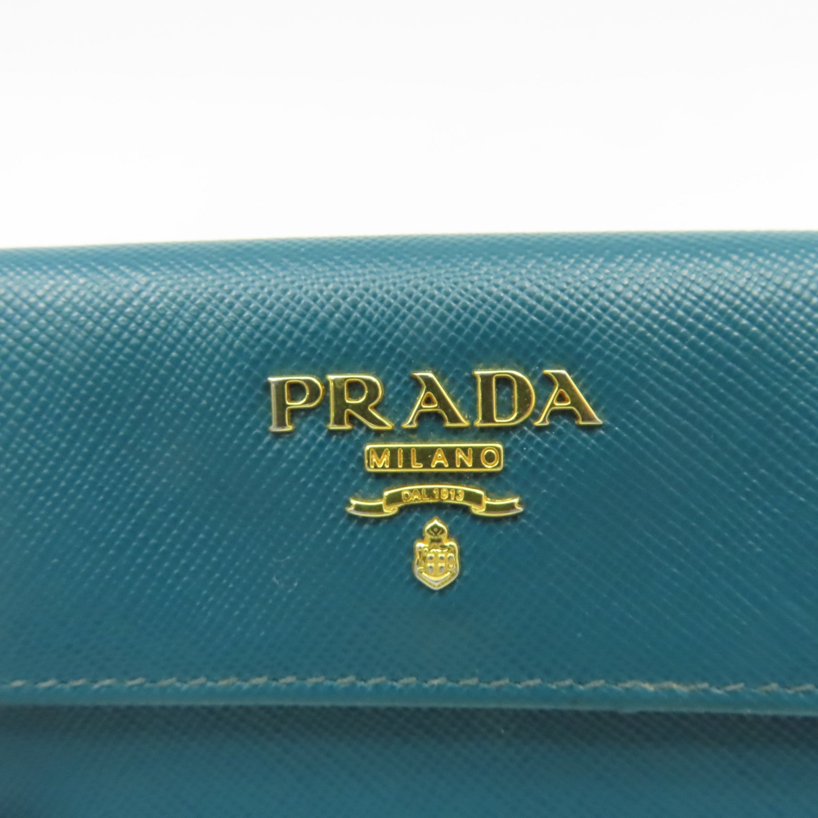 PRADA Saffiano皮革Card Case金扣卡片套綠色