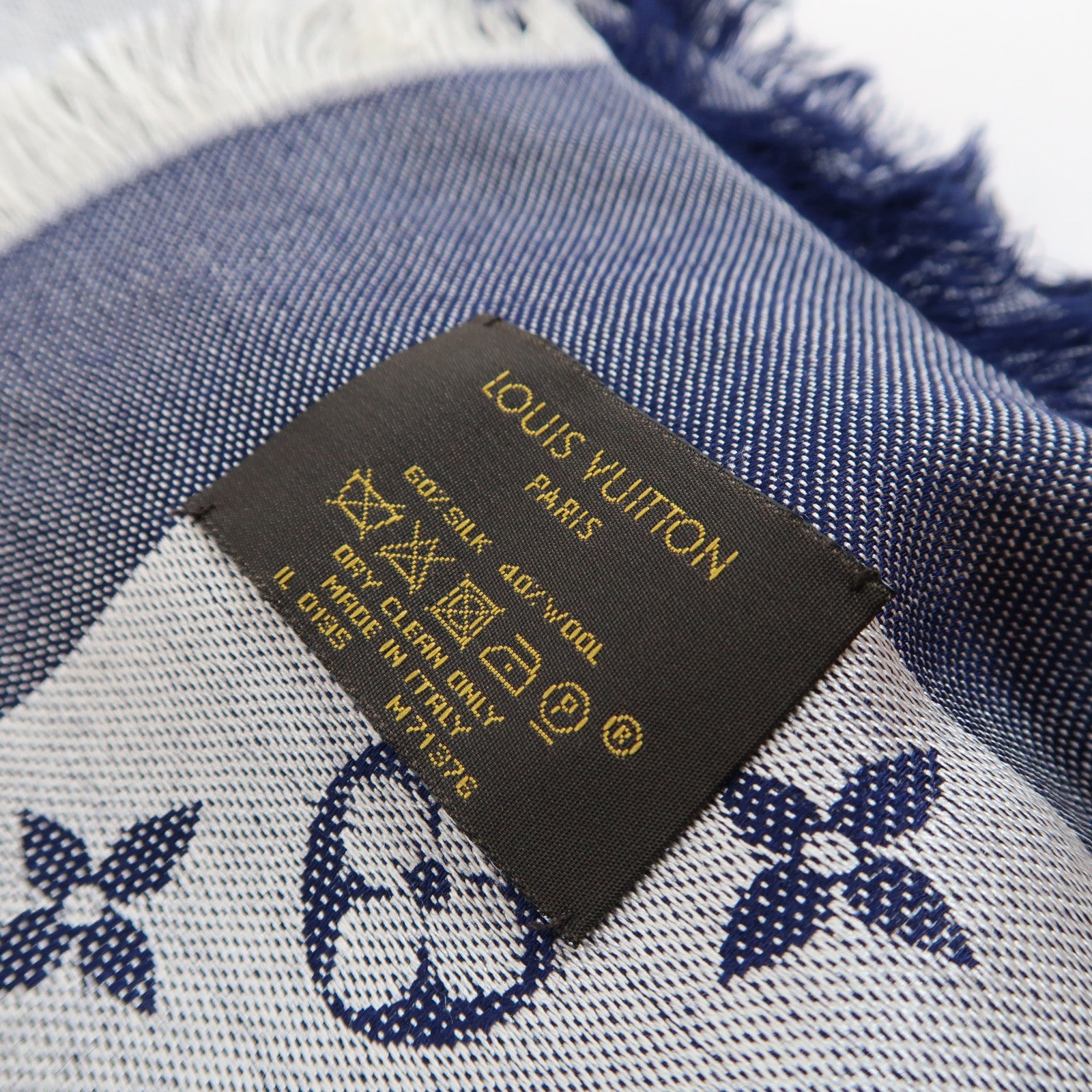 LOUIS VUITTON Monogram Denim Shawl Scarf圍巾藍色/灰色