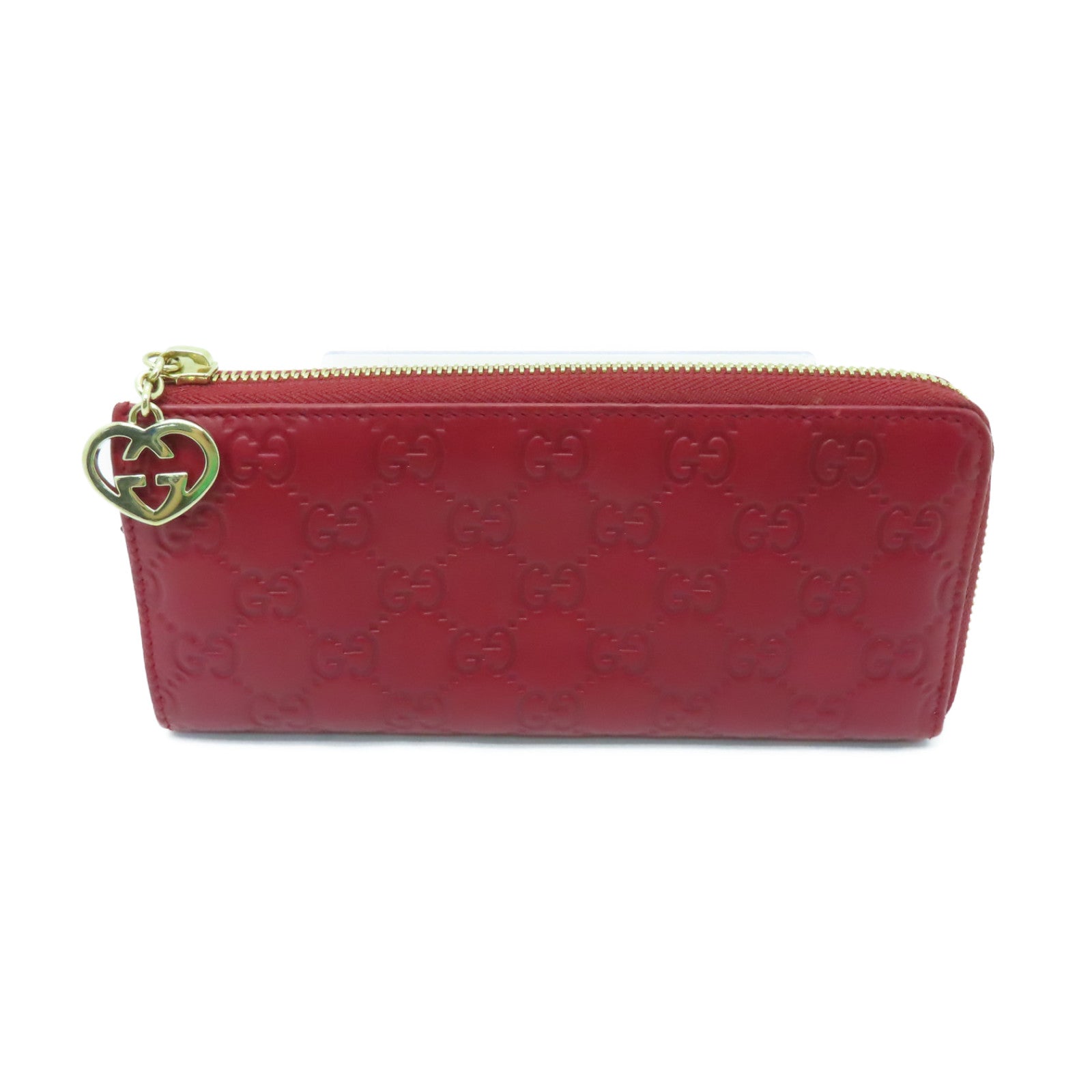 GUCCI 牛皮皮革Zipper Long Wallet金扣長錢包紅色