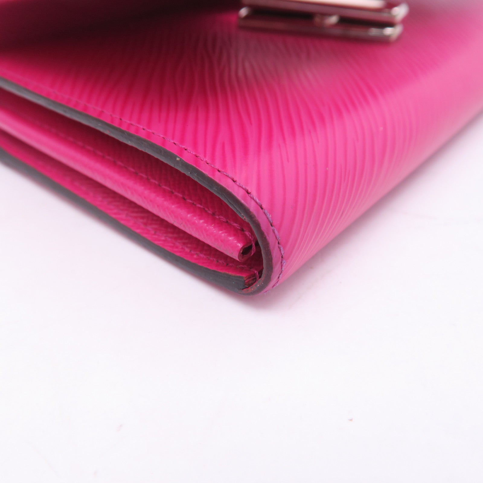 LOUIS VUITTON Epi Twist Wallet銀扣長錢包桃紅色