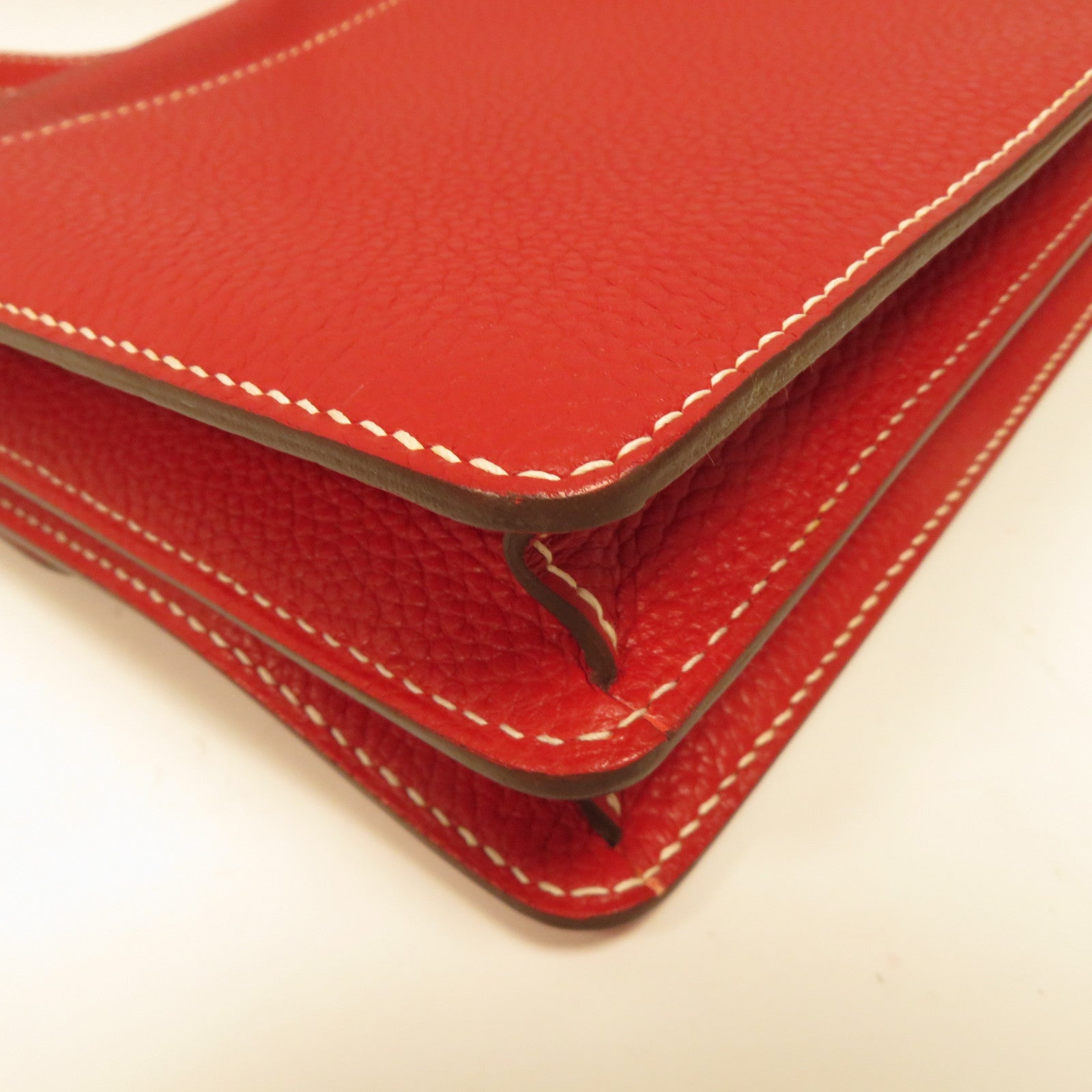 HERMES Clemence皮革Roulis 23金扣肩背袋紅色