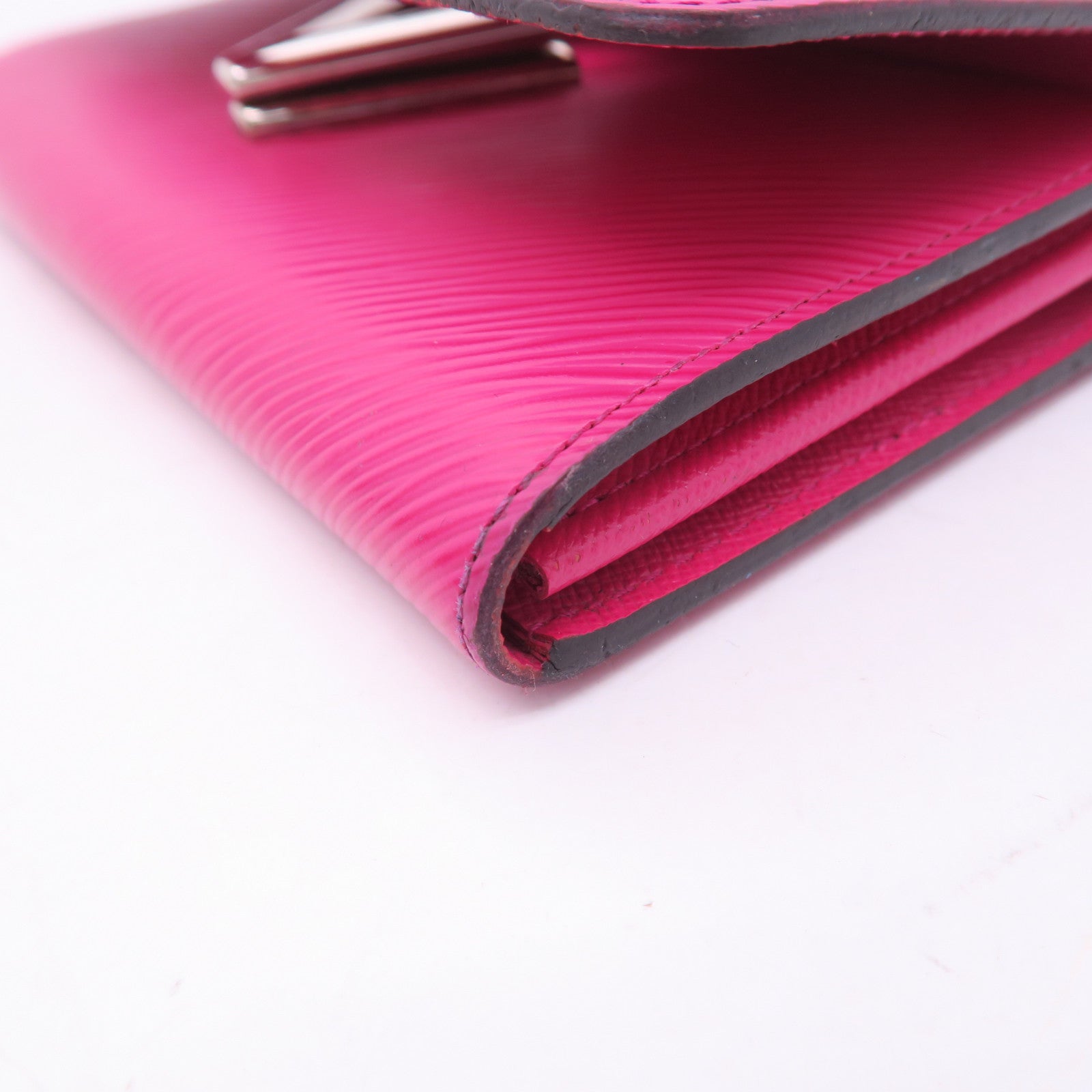 LOUIS VUITTON Epi Twist Wallet銀扣長錢包桃紅色