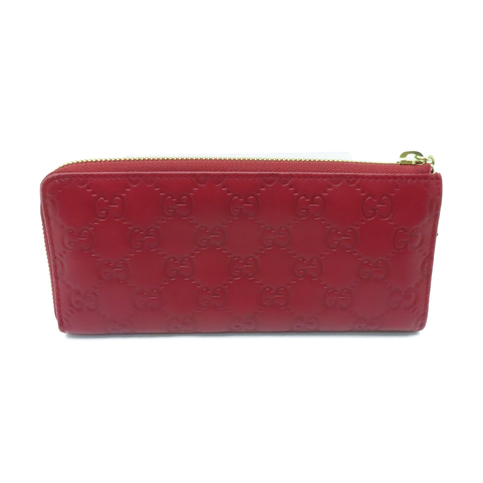 GUCCI 牛皮皮革Zipper Long Wallet金扣長錢包紅色