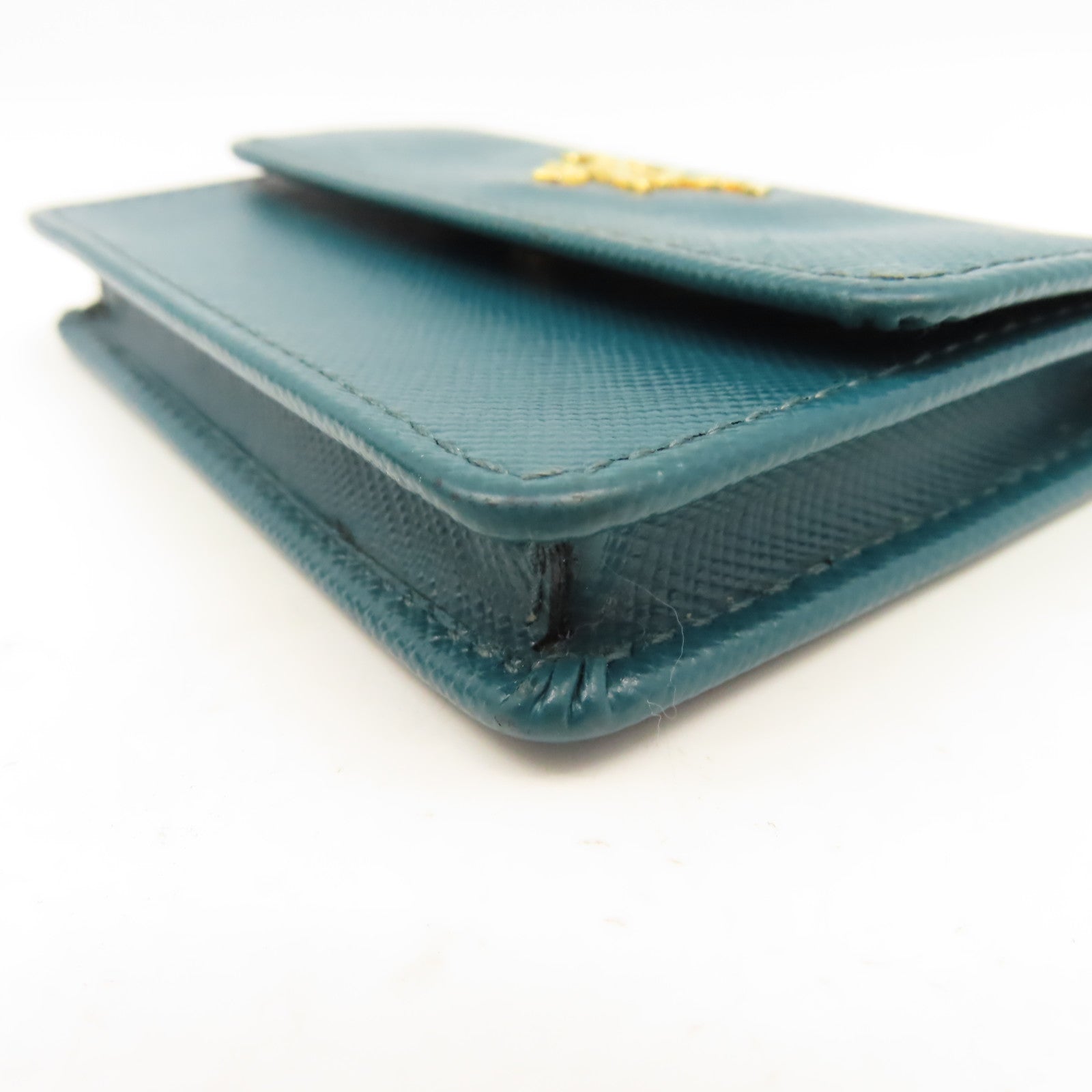 PRADA Saffiano皮革Card Case金扣卡片套綠色
