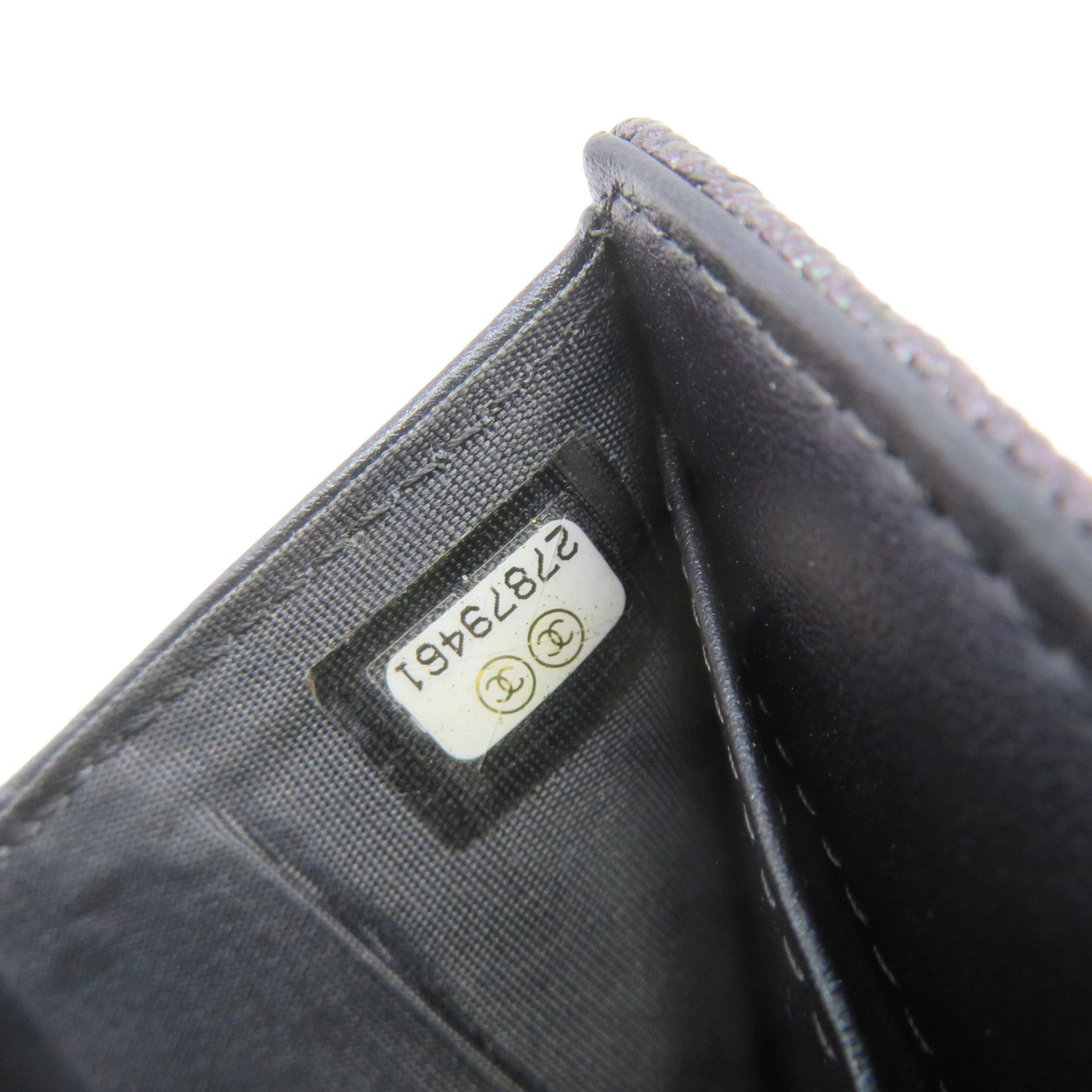 CHANEL 菱格Caviar皮革Small Wallet銀扣短錢包銀紫色