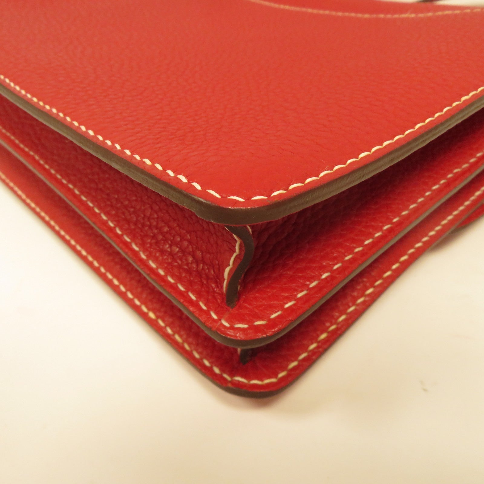 HERMES Clemence皮革Roulis 23金扣肩背袋紅色