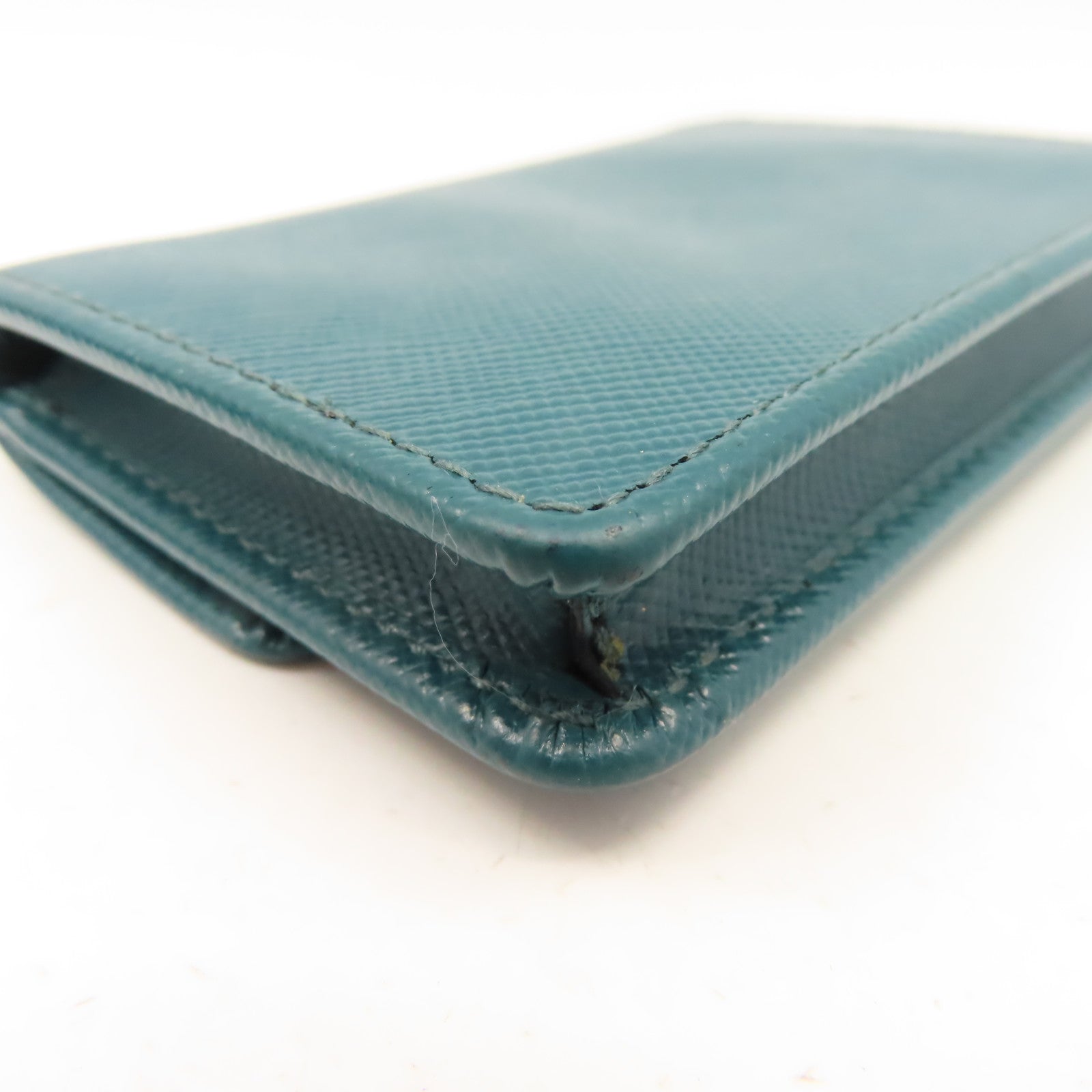 PRADA Saffiano皮革Card Case金扣卡片套綠色