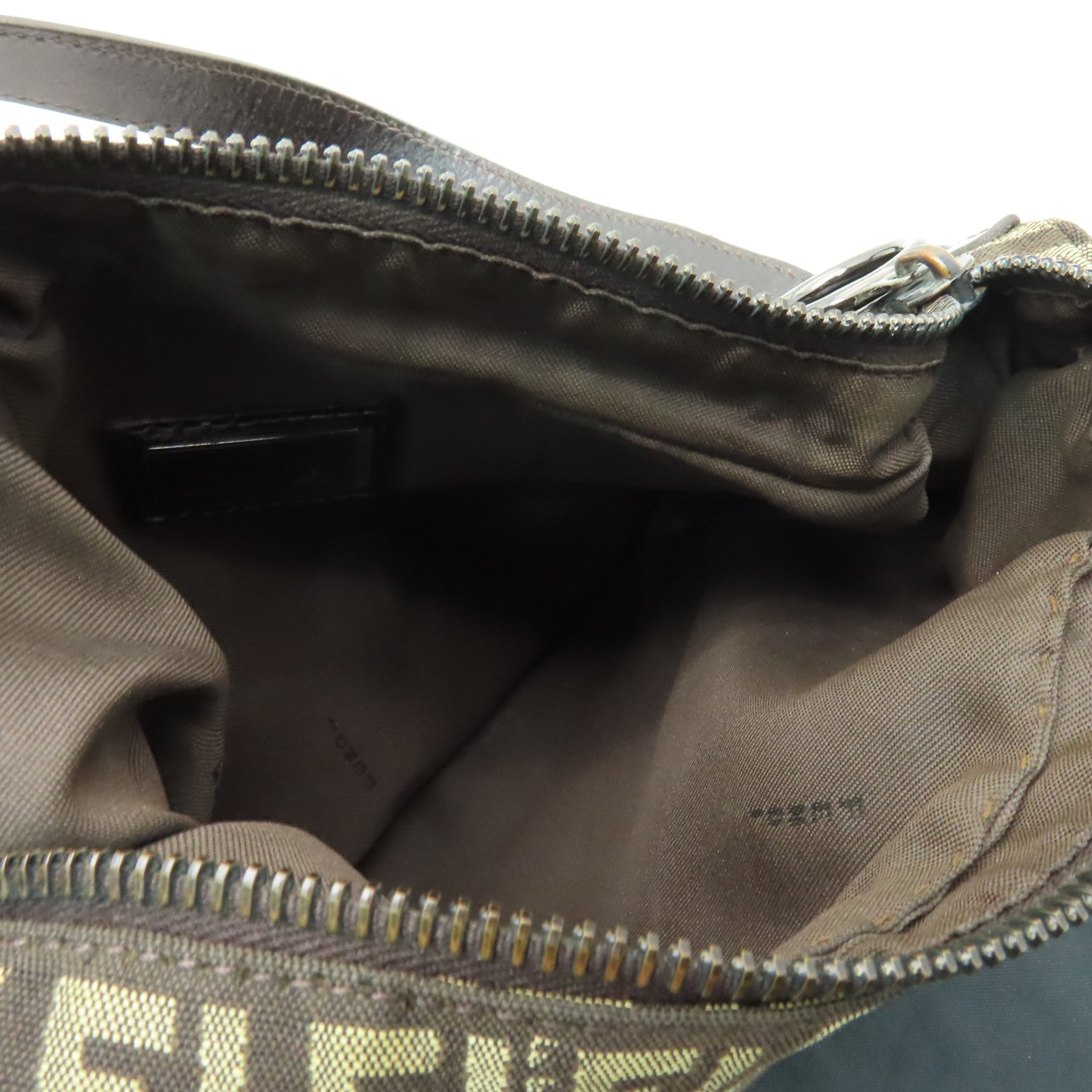 FENDI 帆布Shoulder Bag銀扣肩背袋啡色
