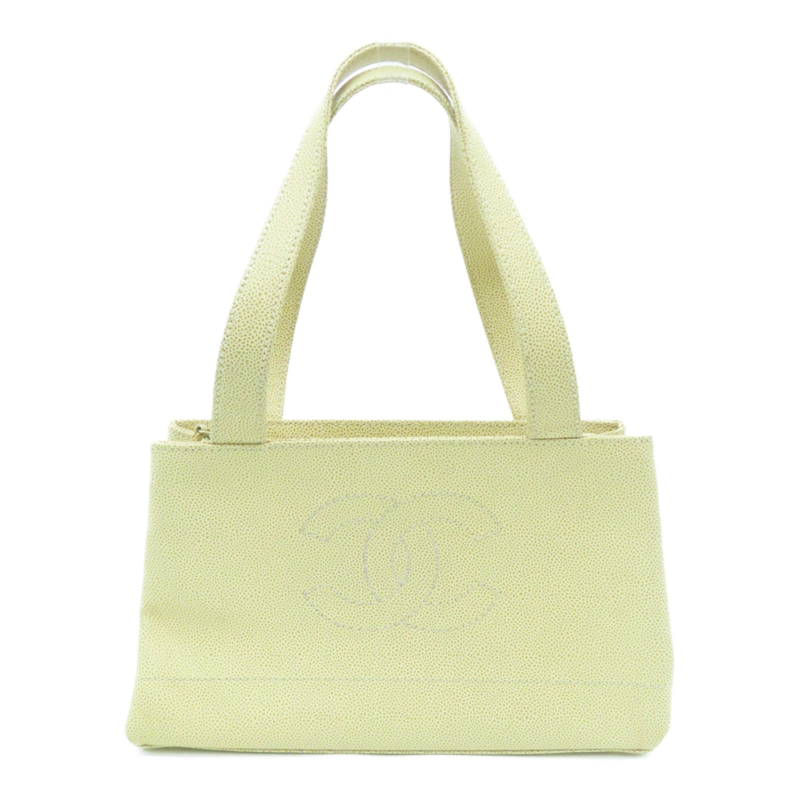 CHANEL 【激减优惠】Caviar皮革Shoulder Bag金扣肩背袋米色