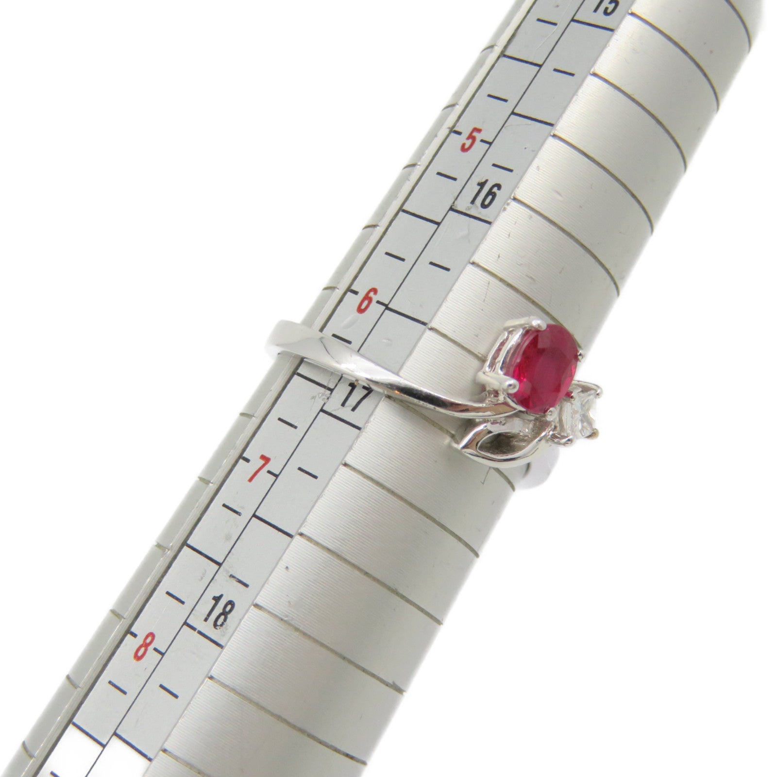 JEWELRY 18K白金/红宝石0.54ct Ruby Ring戒指US#6.5