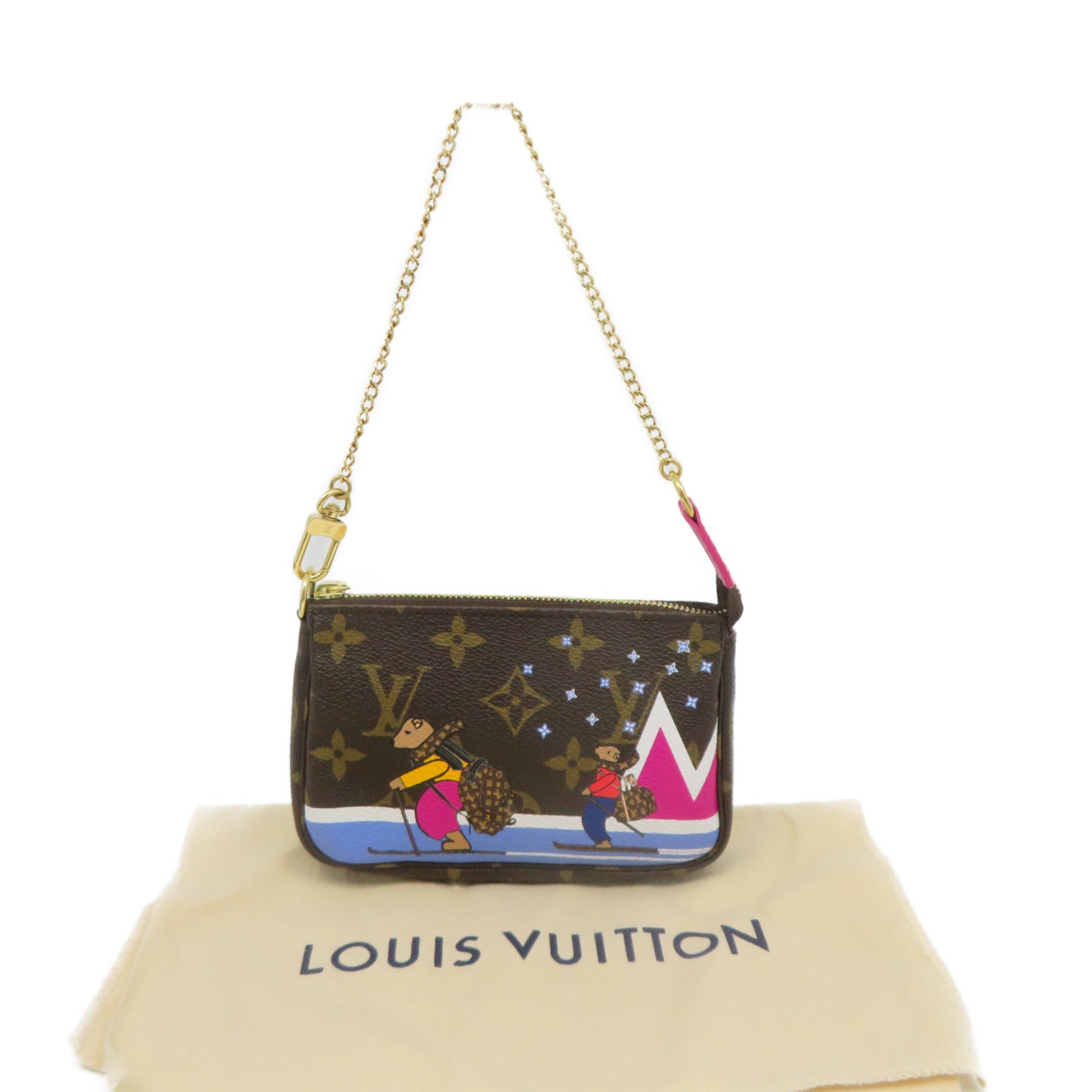 LOUIS VUITTON Monogram Mini Pochette Accessoires Pouch Brown