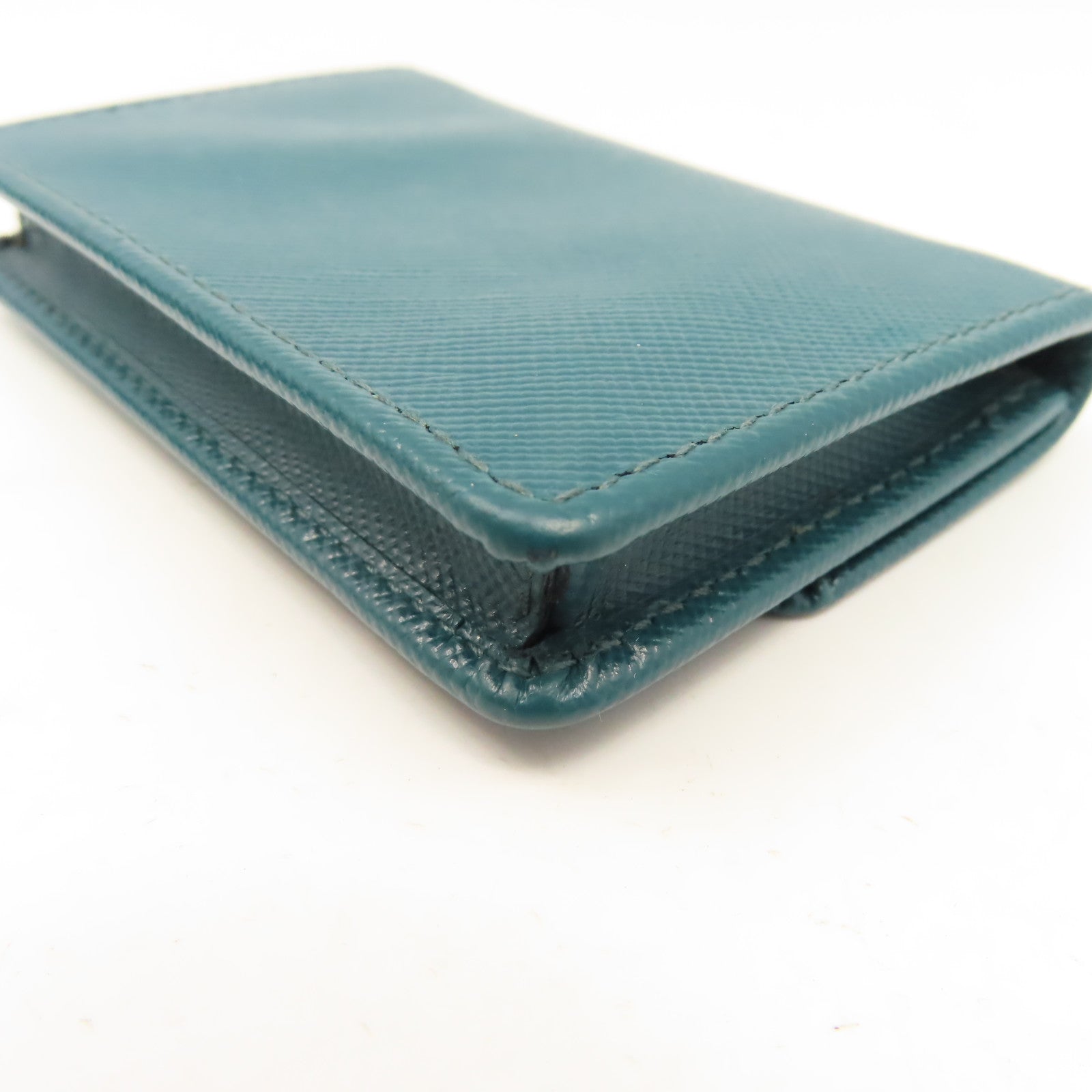 PRADA Saffiano皮革Card Case金扣卡片套綠色