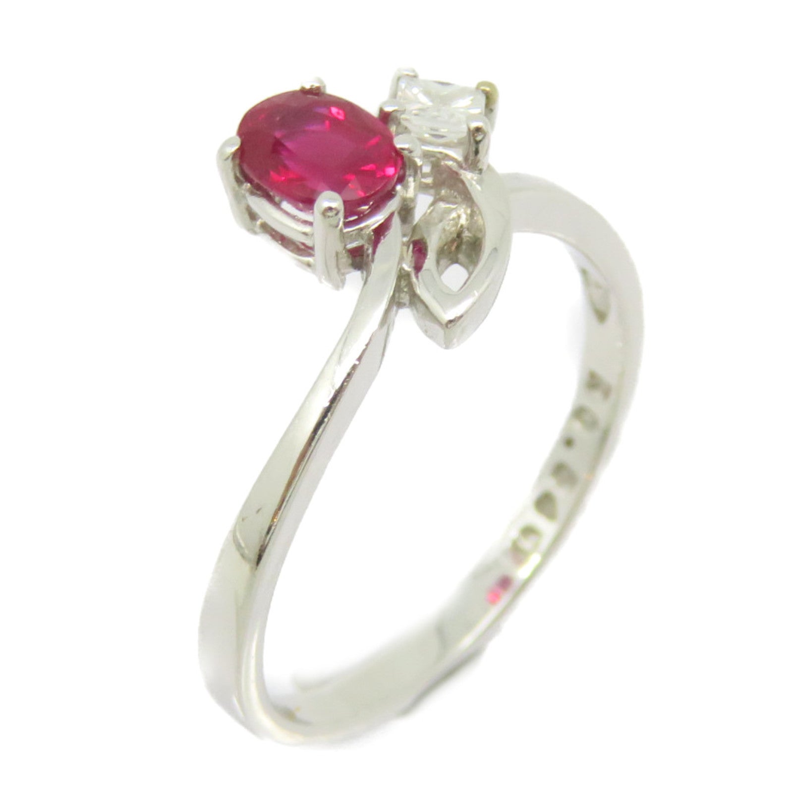 JEWELRY 18K白金/红宝石0.54ct Ruby Ring戒指US#6.5