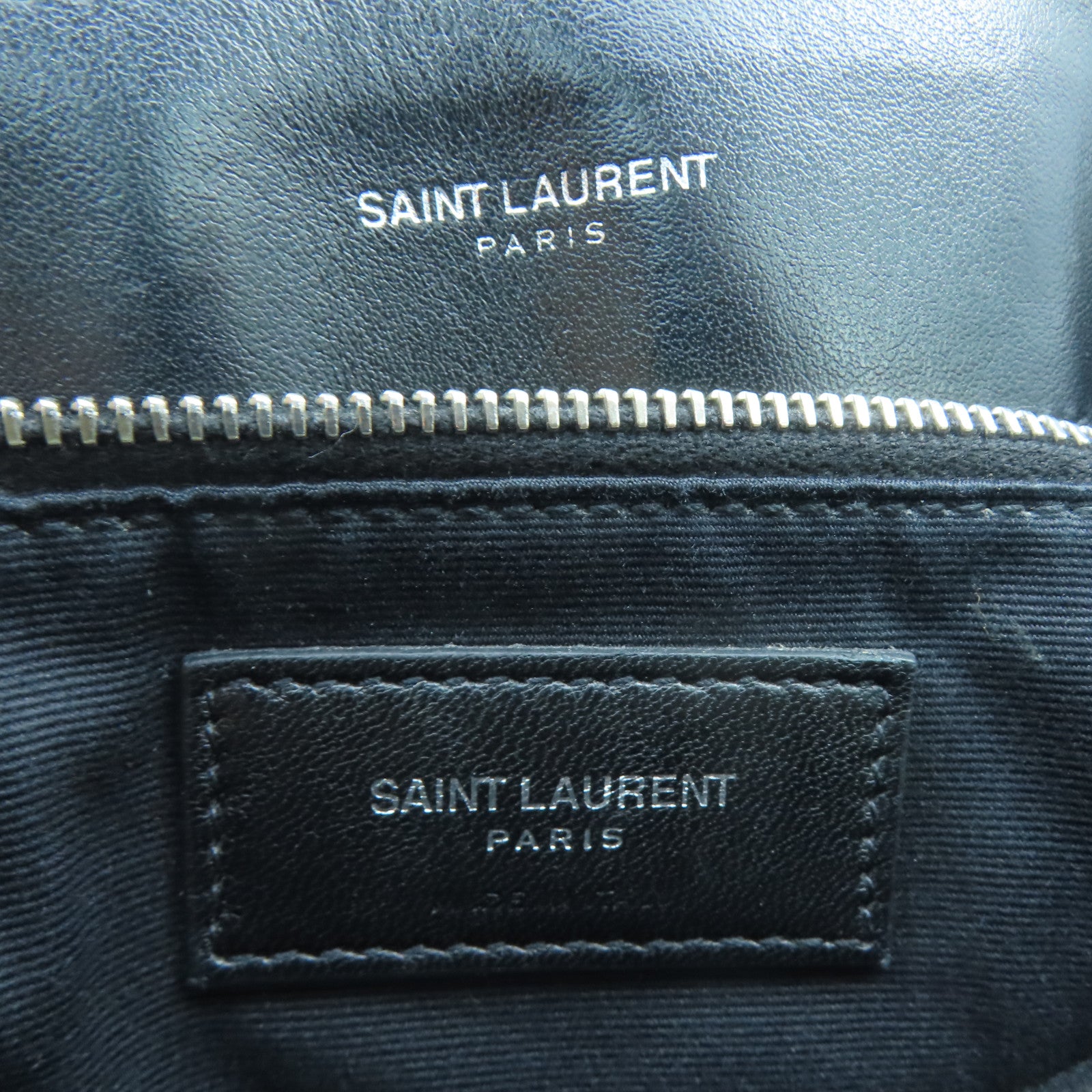 SAINT LAURENT Leather Shoulder Bag Silver Buckle Chain Shoulder Bag Black