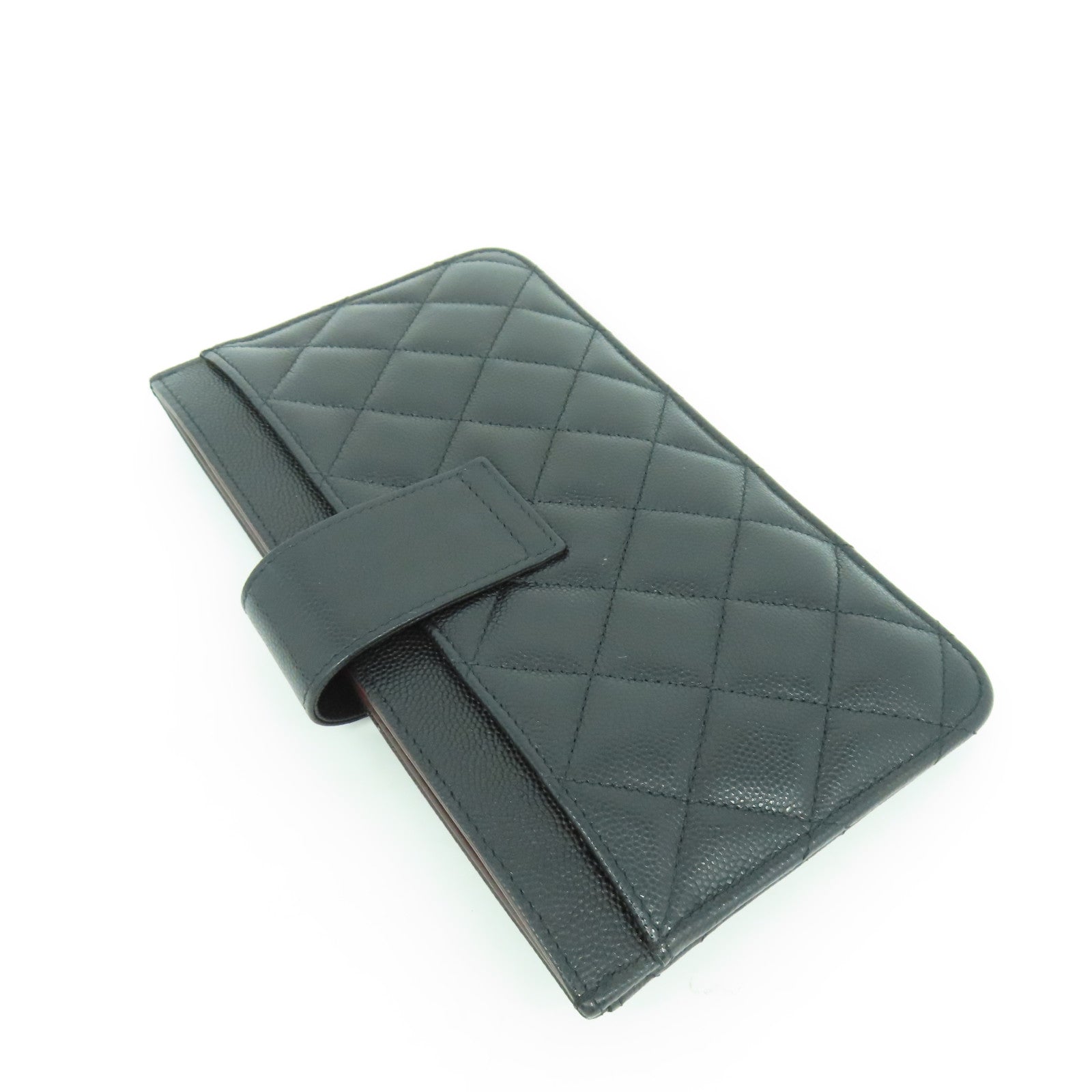 CHANEL 菱格Caviar皮革Wallet銀扣長錢包黑色
