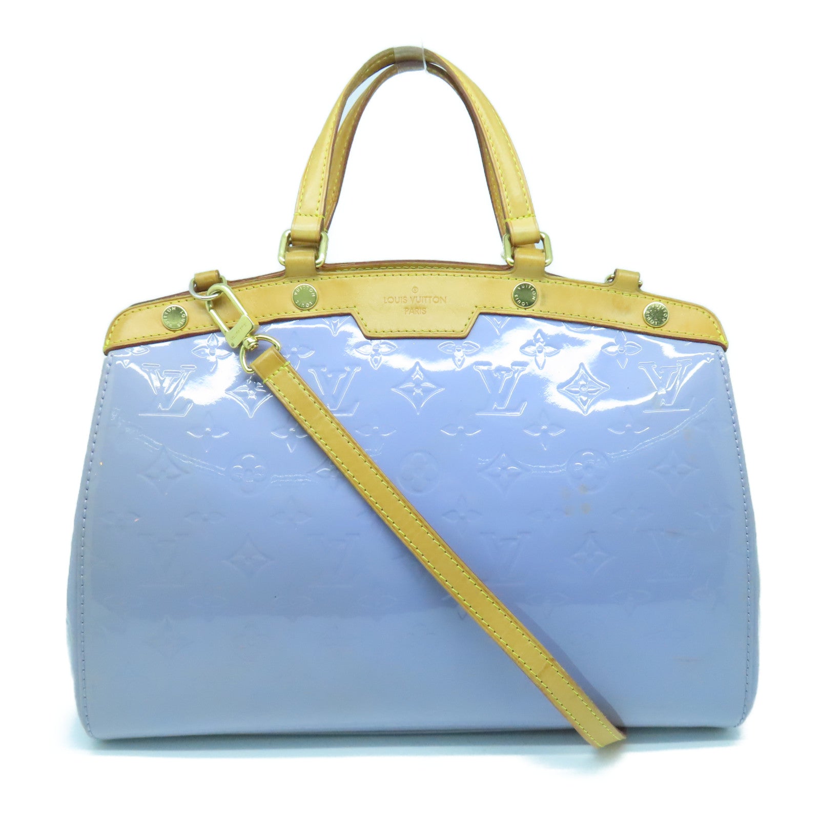 LOUIS VUITTON Vernis Brea MM 2way Shoulder Bag金扣手挽肩背兩用袋紫色