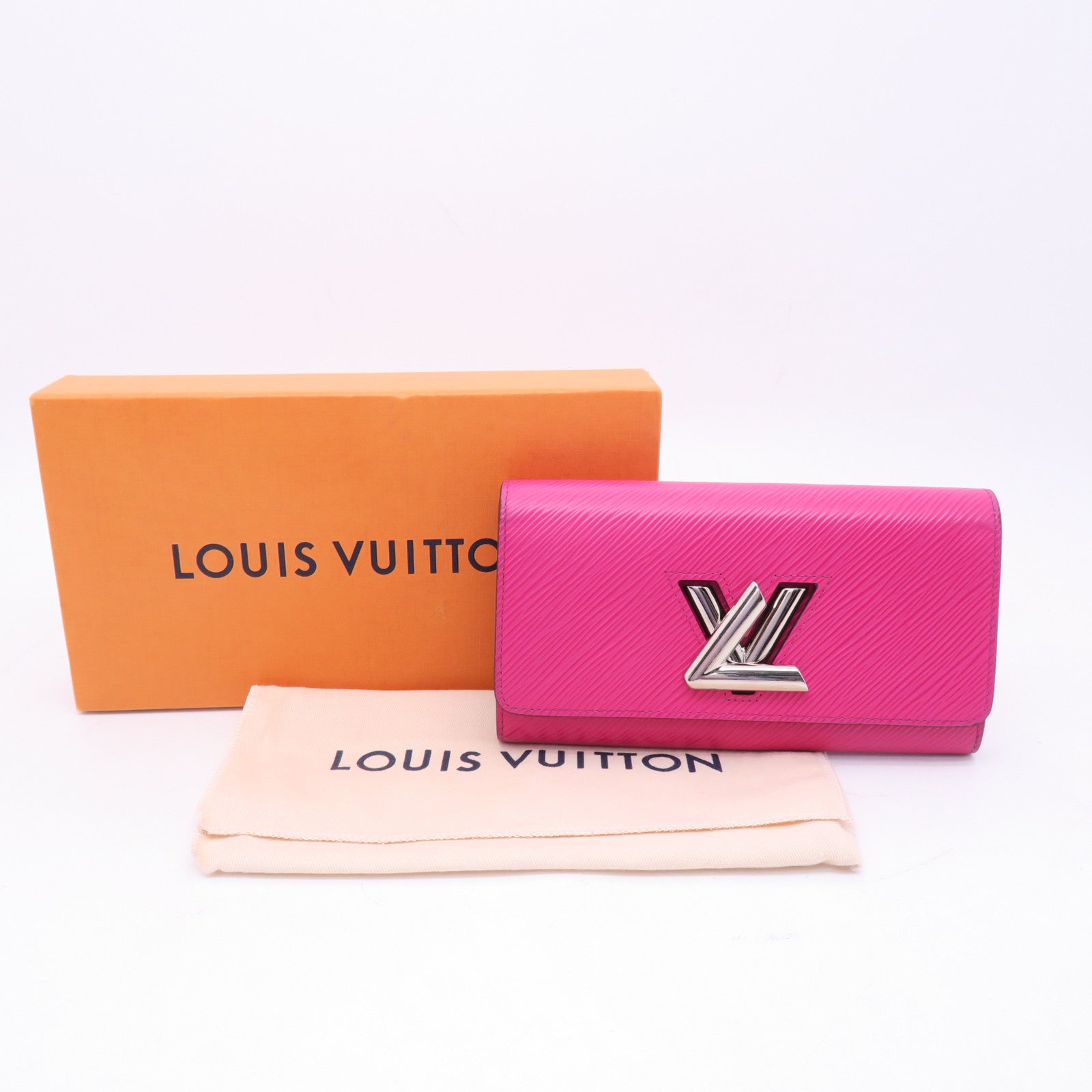 LOUIS VUITTON Epi Twist Wallet銀扣長錢包桃紅色