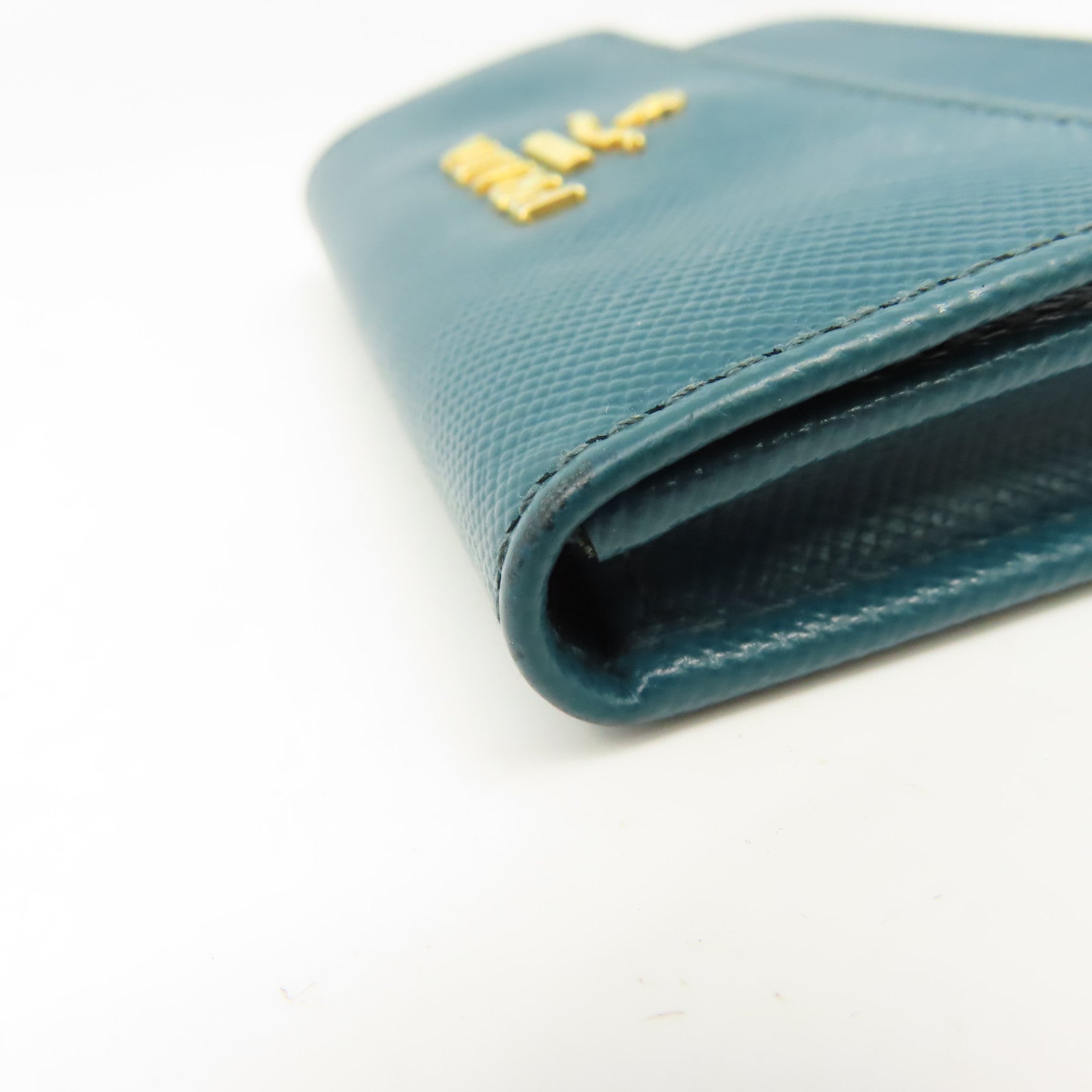 PRADA Saffiano皮革Card Case金扣卡片套綠色