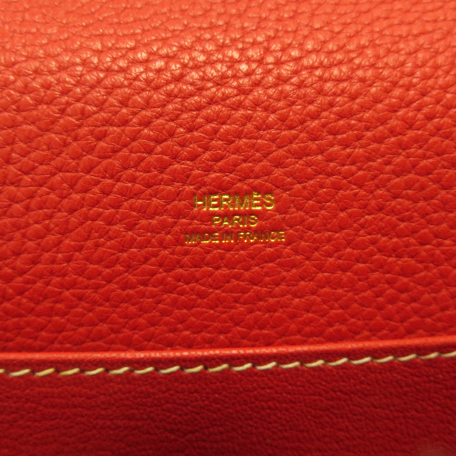 HERMES Clemence皮革Roulis 23金扣肩背袋紅色