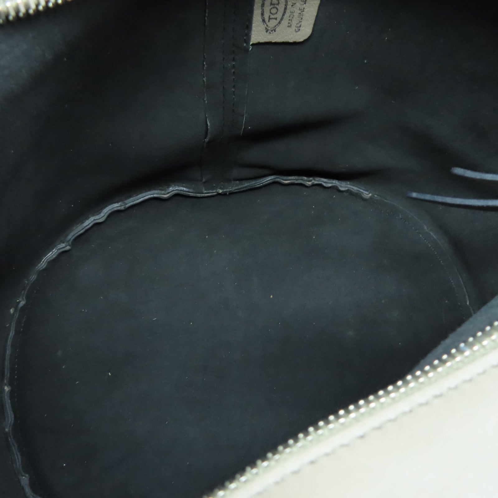 TOD’S 牛皮皮革Shoulder Bag銀扣肩背袋灰色/黑色
