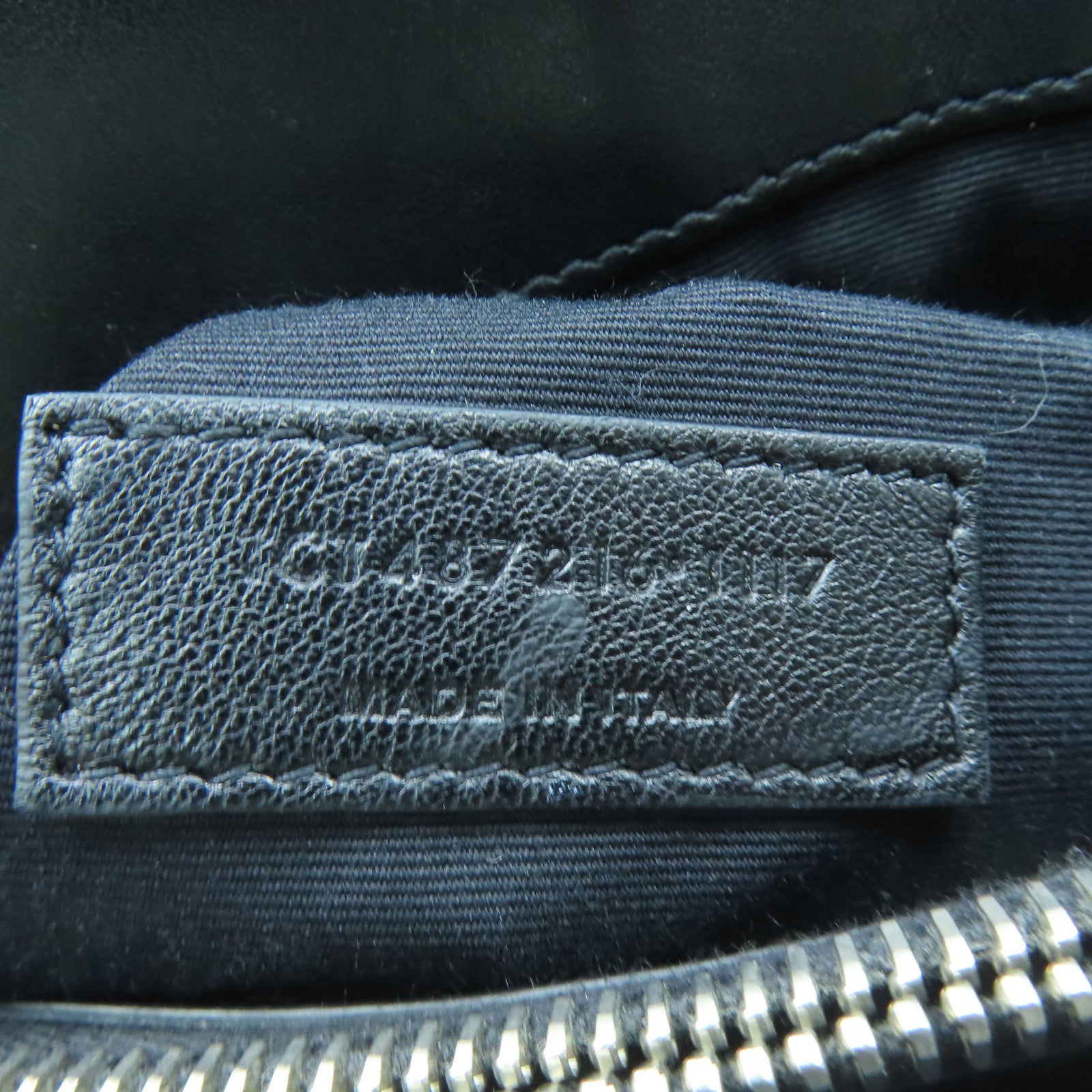 SAINT LAURENT Leather Shoulder Bag Silver Buckle Chain Shoulder Bag Black