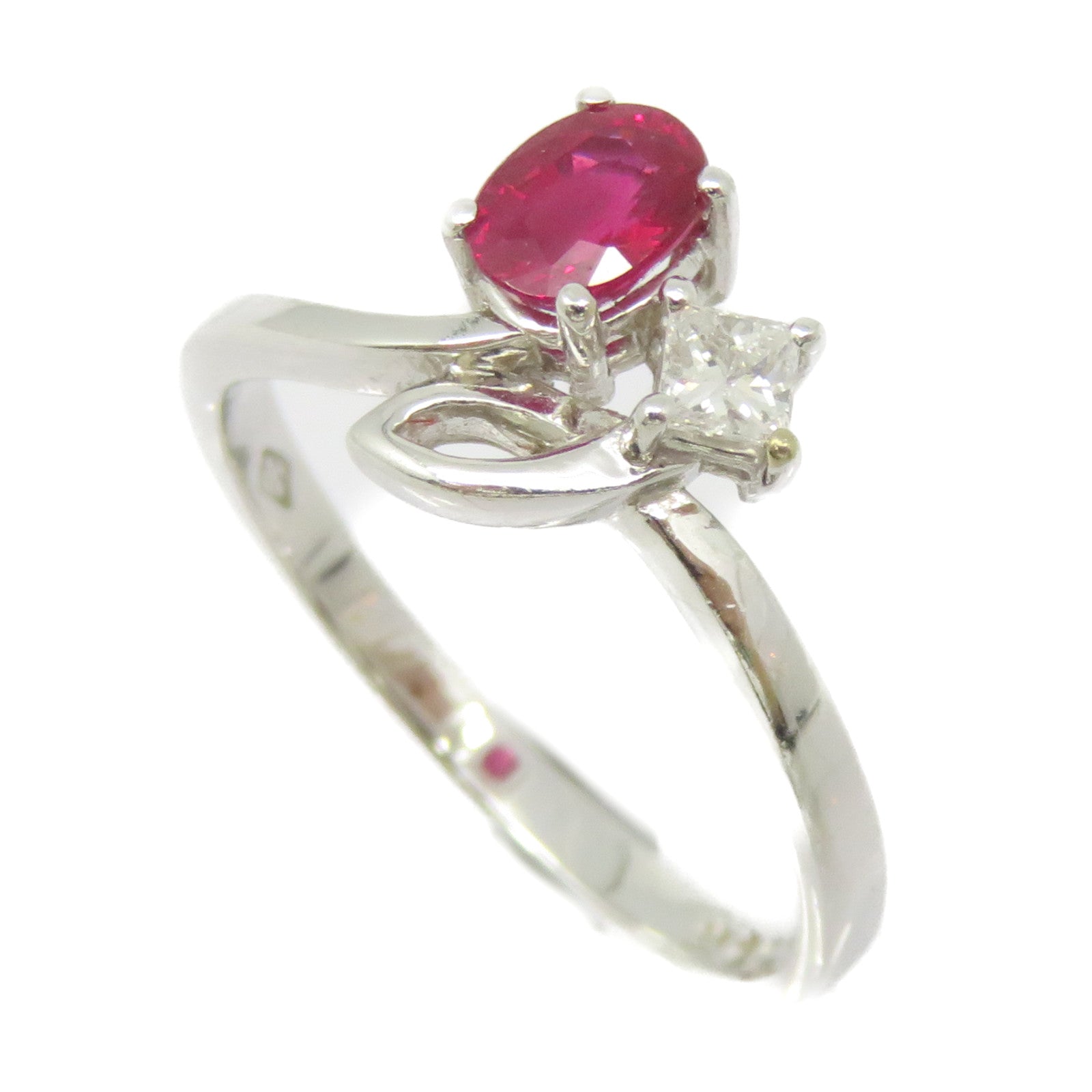 JEWELRY 18K白金/红宝石0.54ct Ruby Ring戒指US#6.5