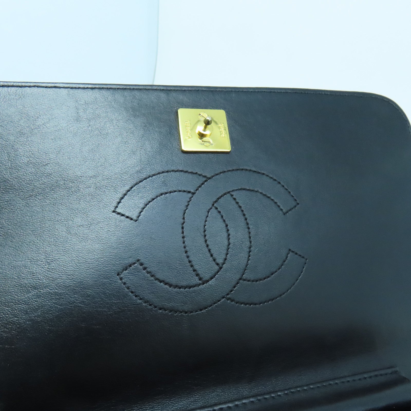CHANEL rhombic sheepskin leather Chain Shoulder gold buckle shoulder bag black
