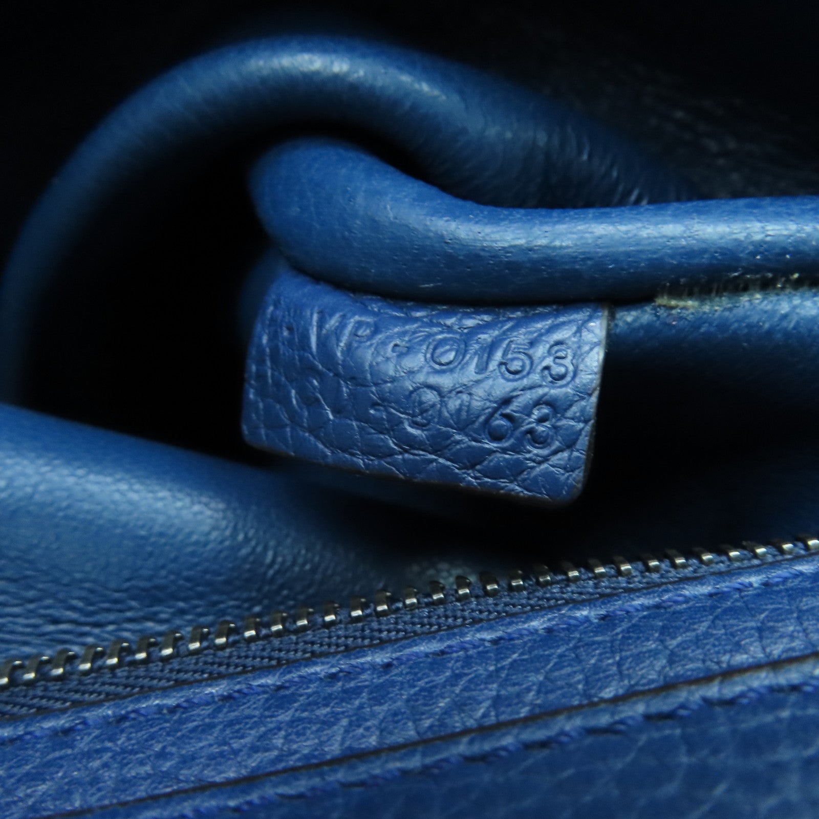 CELINE 牛皮皮革Trapeze銀扣手挽肩背兩用袋藍色