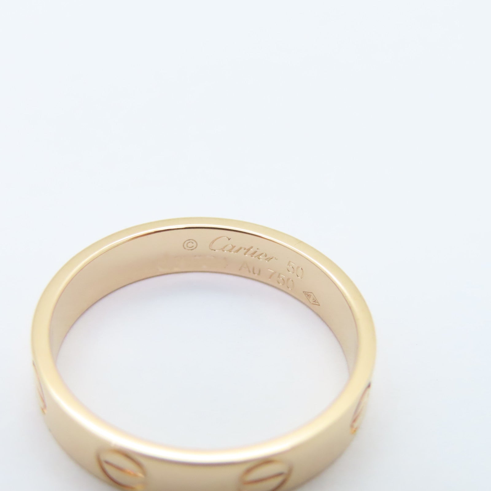 CARTIER 18K Rose Gold Mini Love Ring #US5/Cartier#50