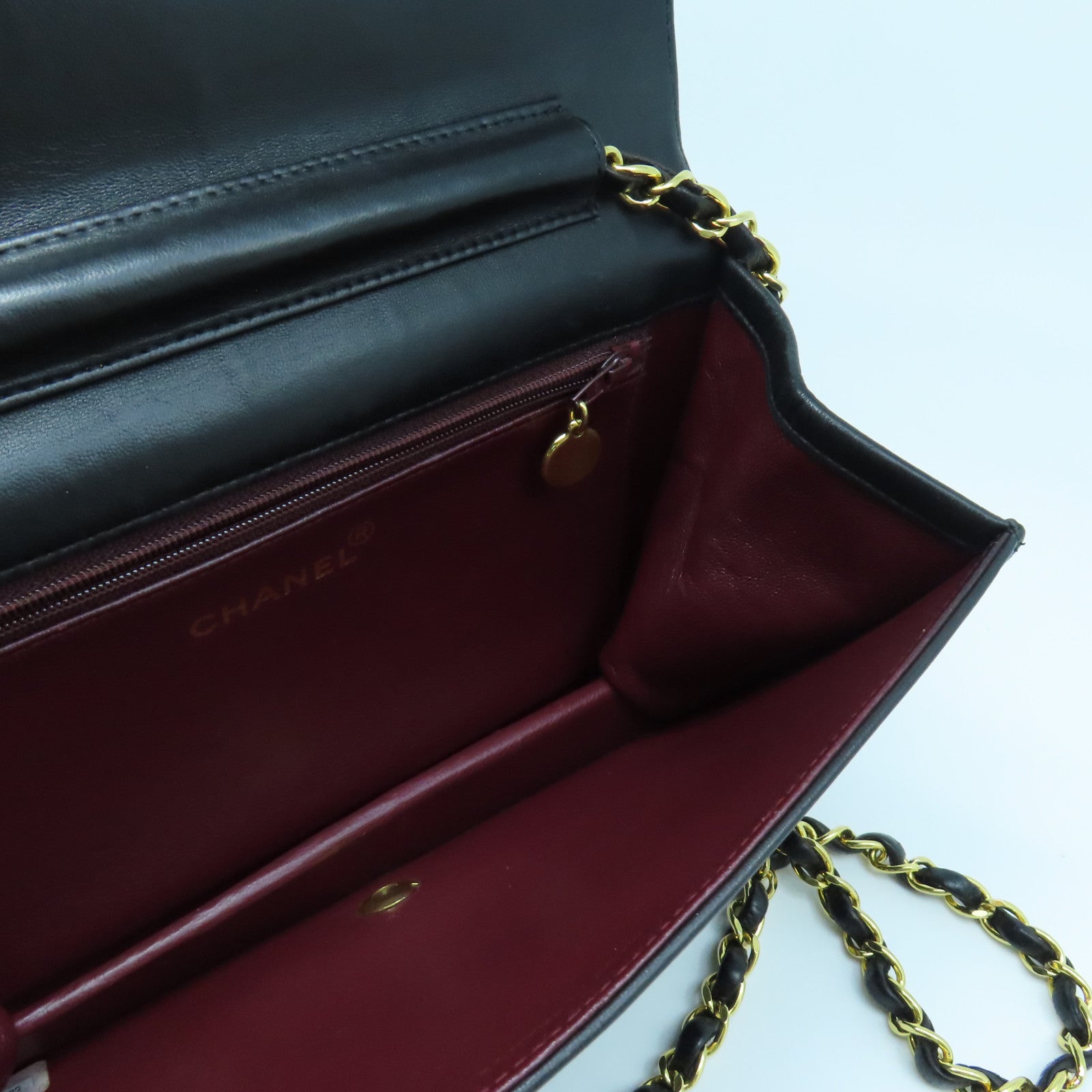 CHANEL rhombic sheepskin leather Chain Shoulder gold buckle shoulder bag black
