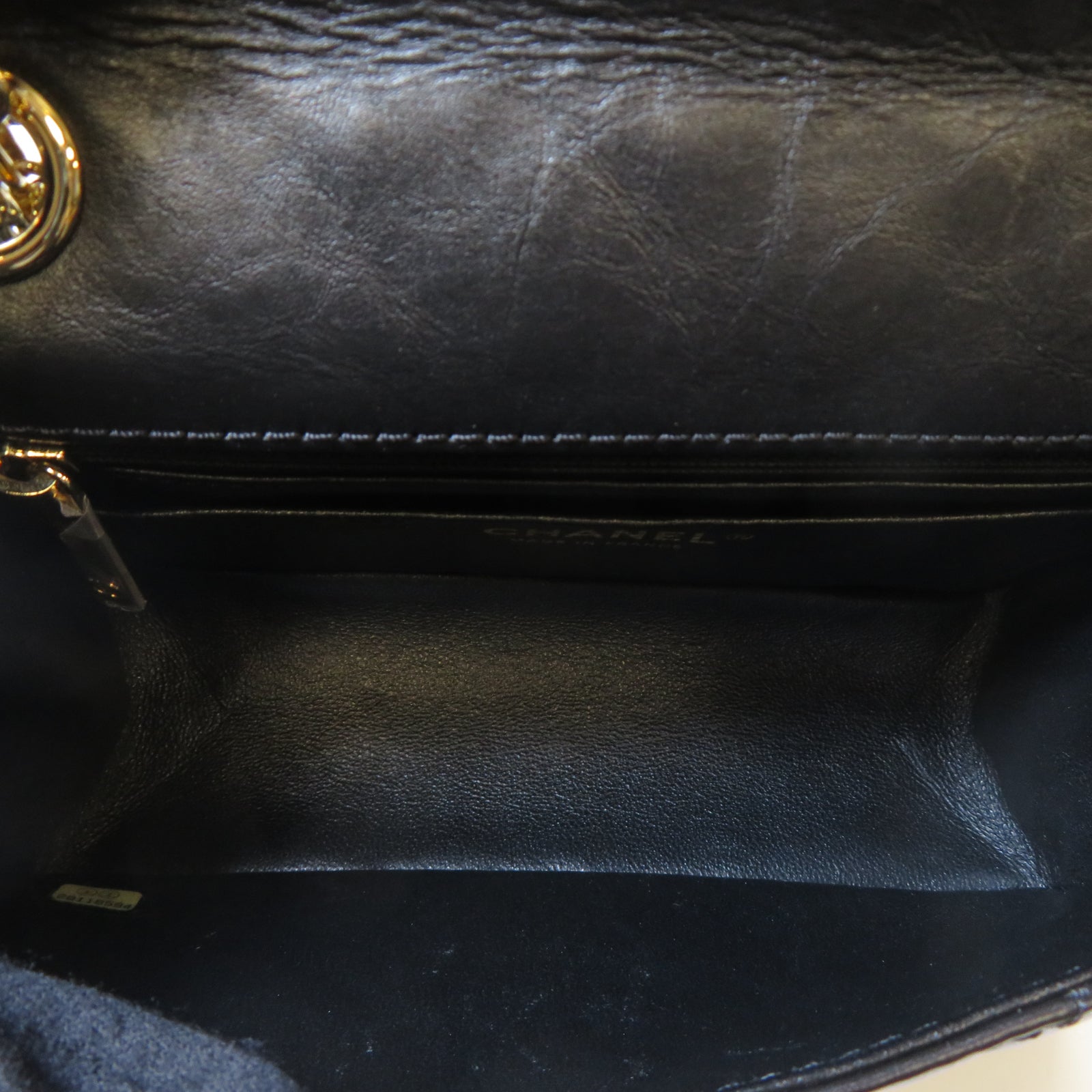 CHANEL 菱格牛皮皮革2.55 Mini金扣鏈帶肩背袋黑色
